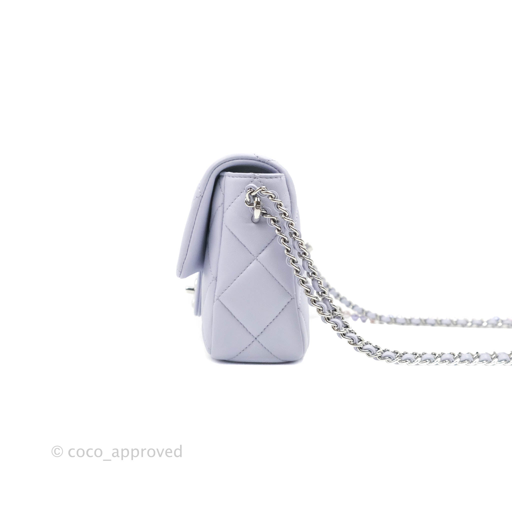 Chanel Quilted My Perfect Mini With Pearl Lilac Lambskin Silver