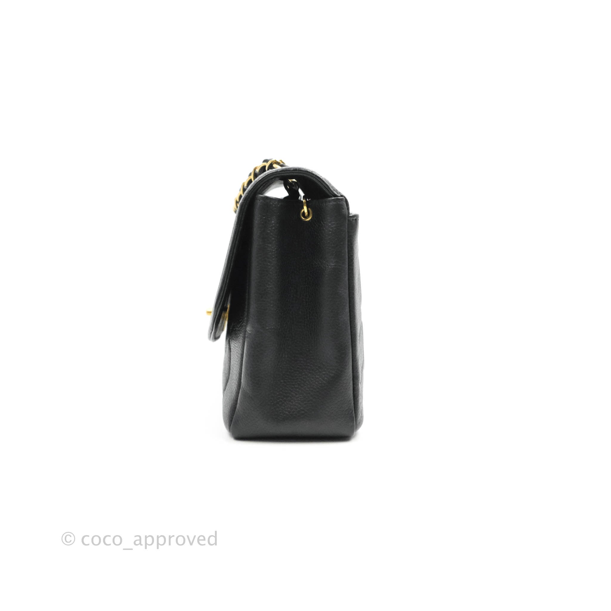Chanel Vintage Diana Flap Bag Black Medium 24k GHW Pocket