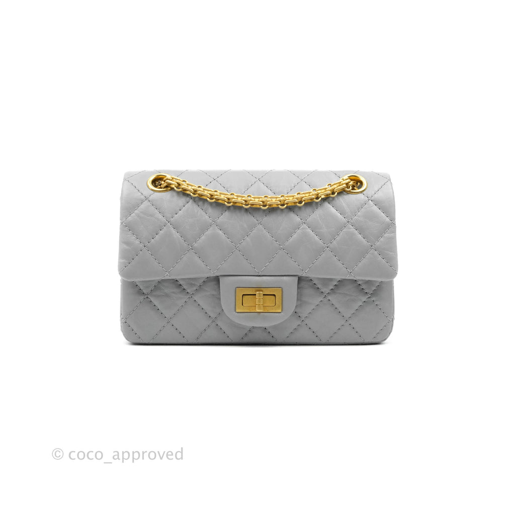 Chanel Mini Reissue 224 Grey Aged Calfskin Aged Gold Hardware