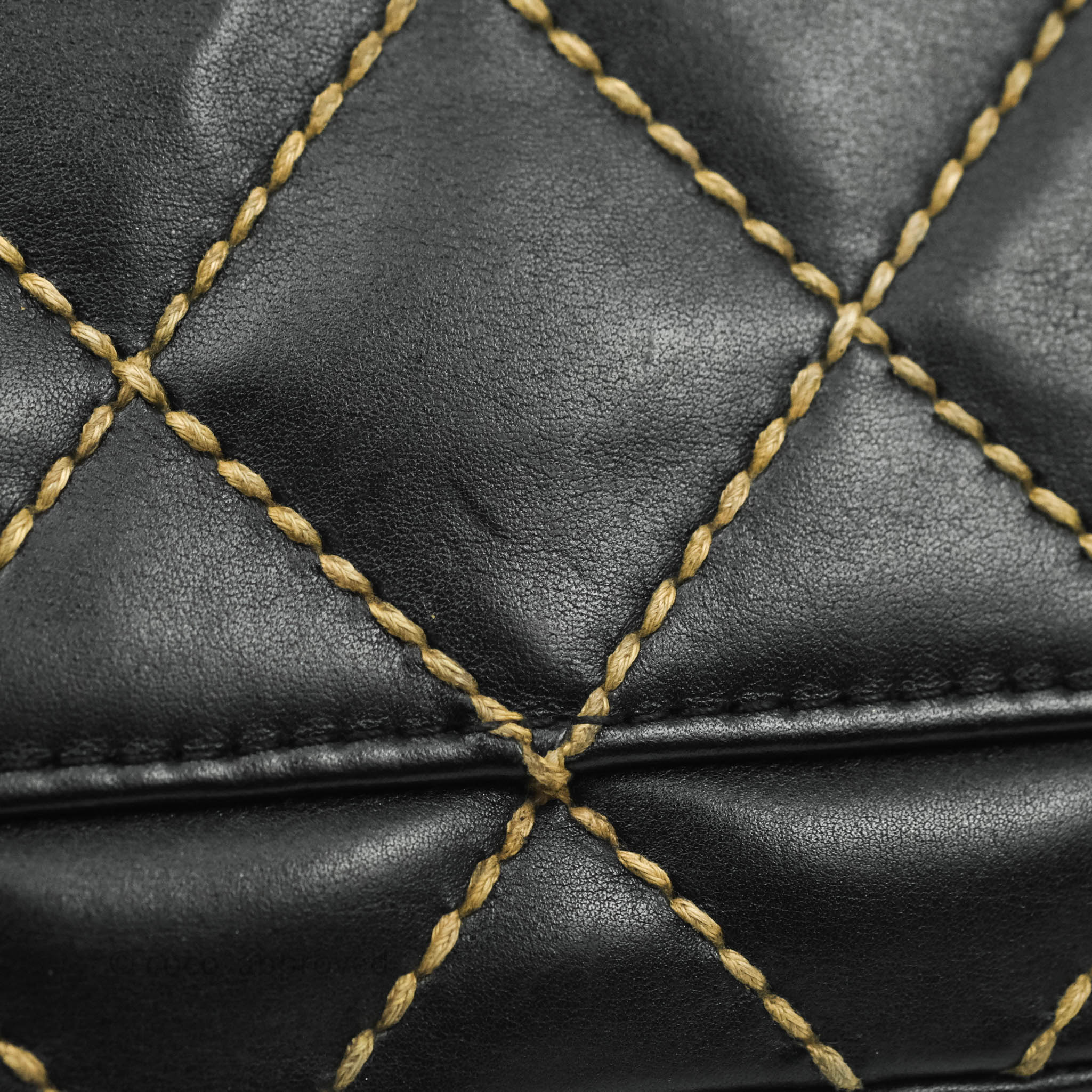 Chanel Surpique Medium Double Flap Bag in Wild Stitch Quilted Metallic Gold  Calfskin - SOLD