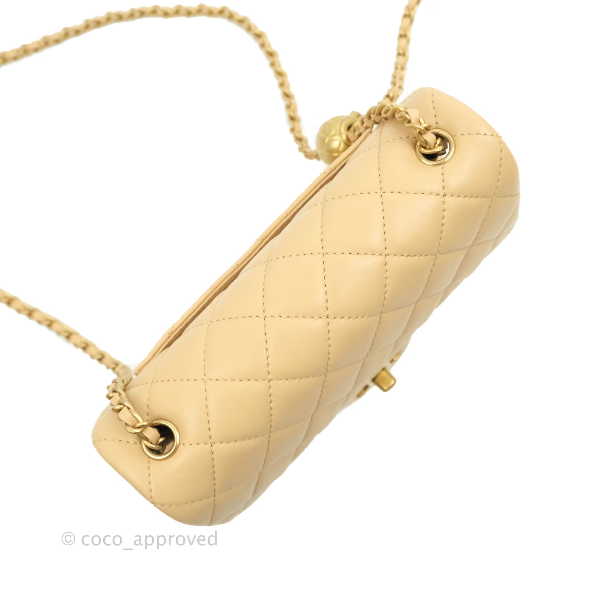 Chanel Gold Quilted Lambskin CC in Love Mini Heart Bag Crossbody 48ck325s