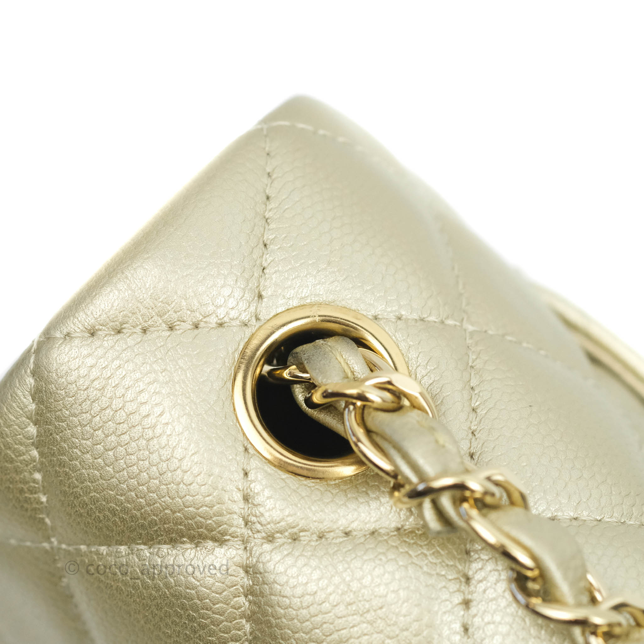 Chanel Quilted Mini Rectangular Flap Champagne Caviar Gold Hardware – Coco  Approved Studio