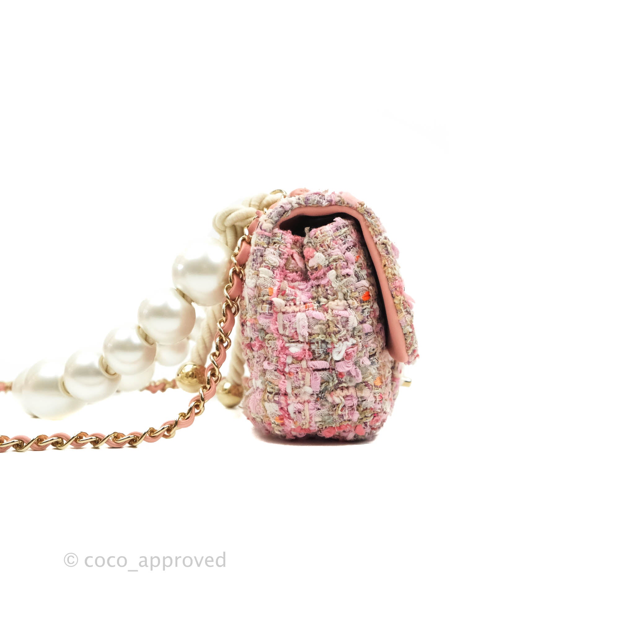 Chanel Pink 2021 Small Pearl Chain Flap Bag
