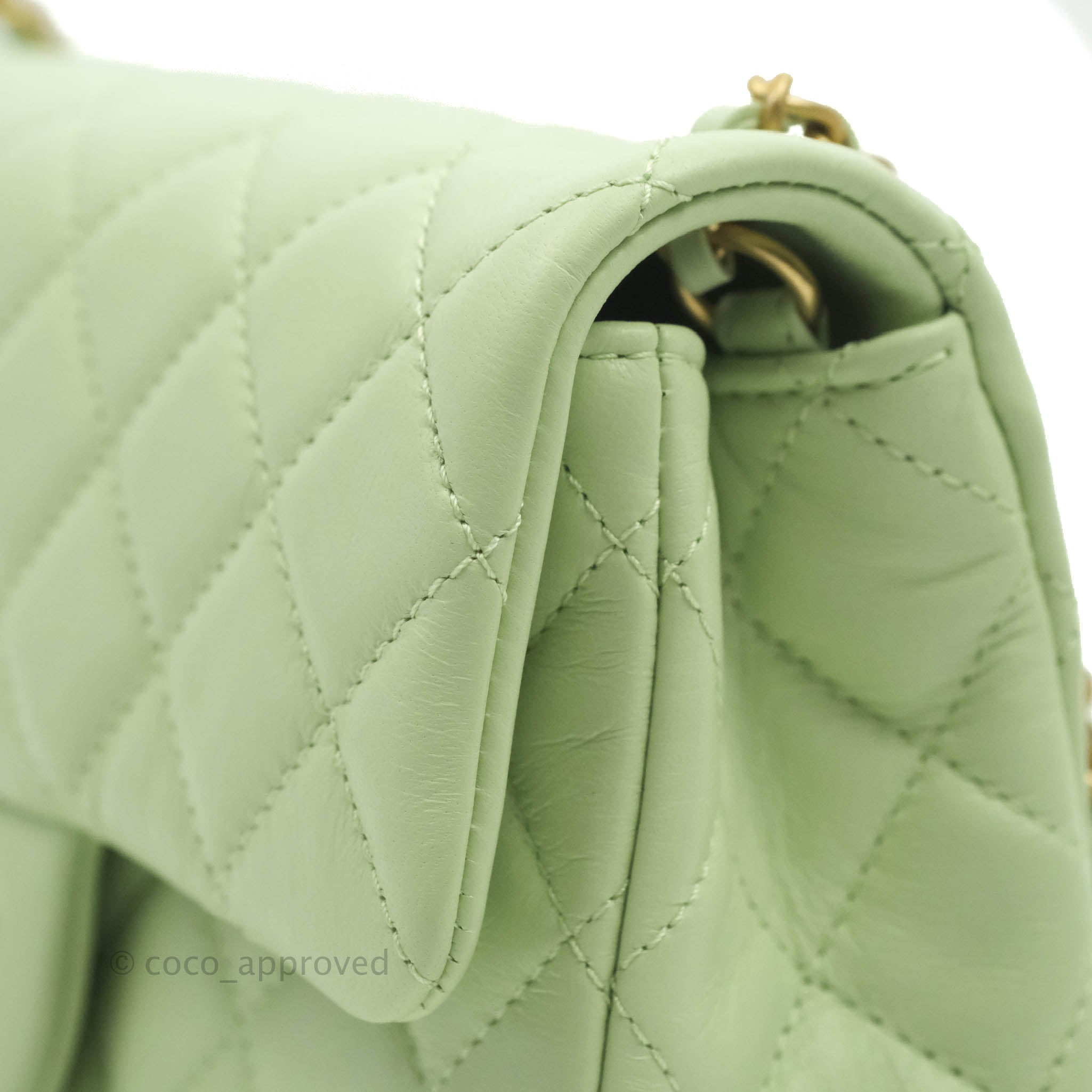 Chanel Mini Rectangular Pearl Crush Avocado Green Lambskin Aged