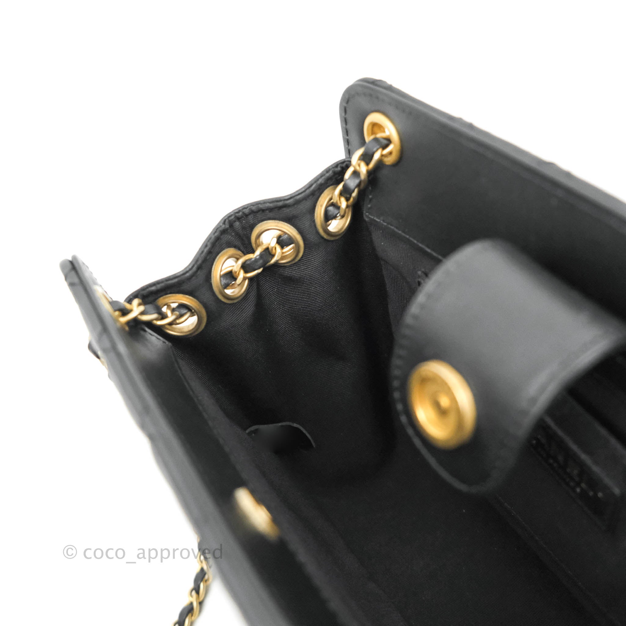 Authentic Chanel Accordion Small Shoulder Bag I Black & Beige