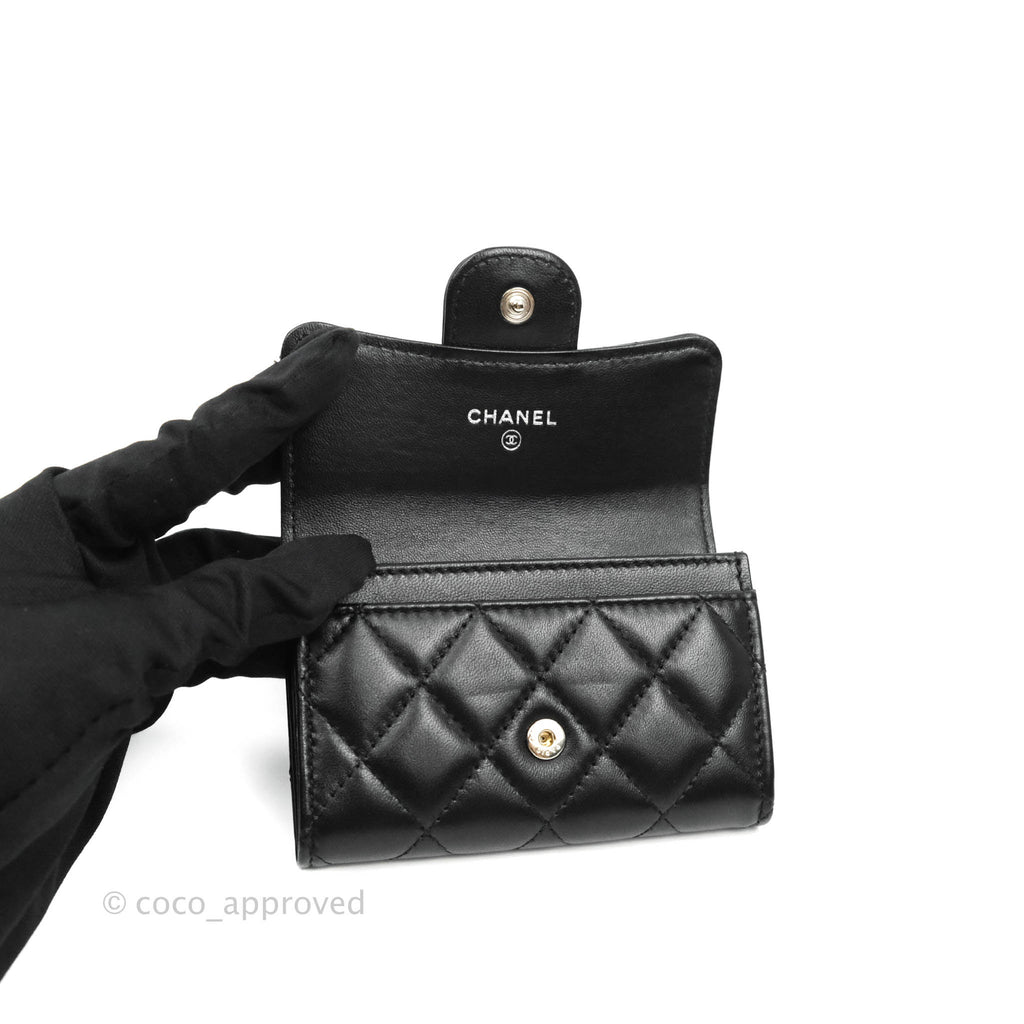 Chanel Quilted Flap Card Holder So Black Lambskin