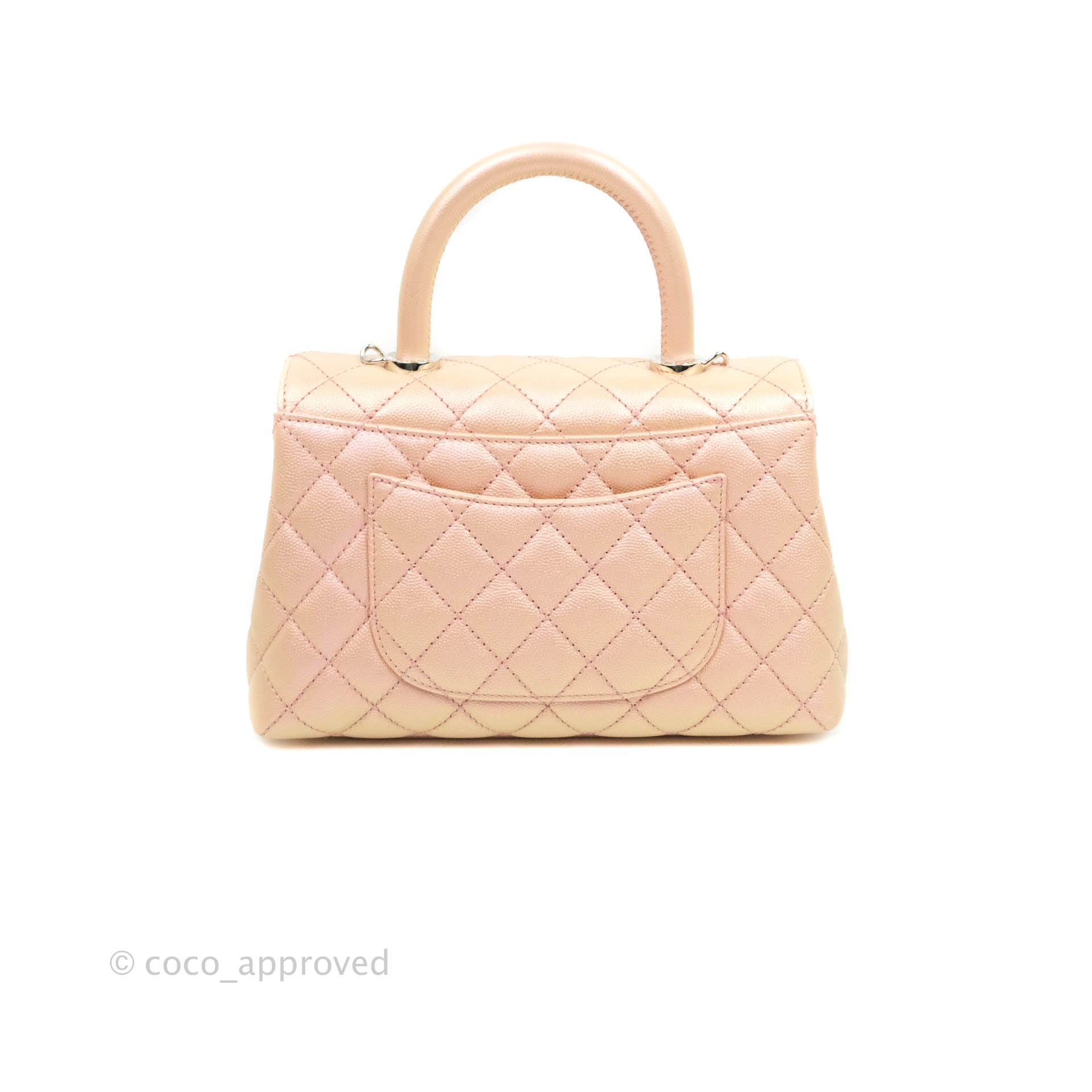 Chanel Small Quilted Coco Handle Iridescent Light Pink Caviar Rainbow –  Coco Approved Studio