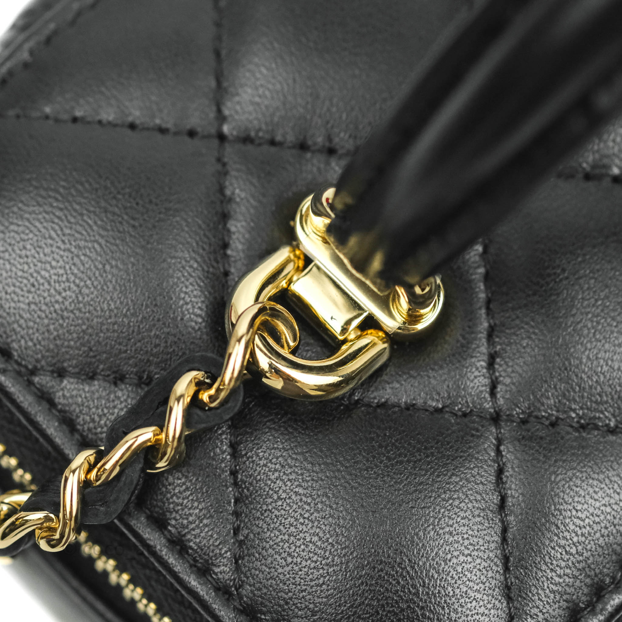 Chanel Triple Coco Ball Chain Shoulder Bag Tote Bag Black Caviar
