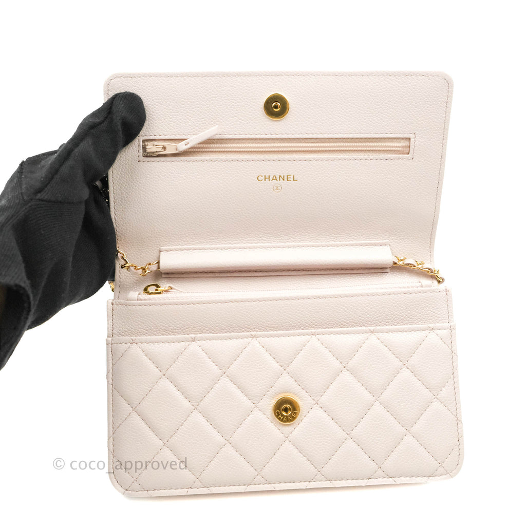 Chanel Quilted WOC Lilac Caviar CC Coco Chain Gold Hardware