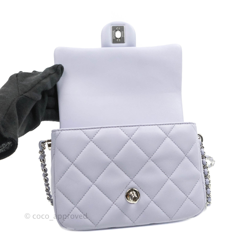 Chanel Quilted My Perfect Mini With Pearl Lilac Lambskin Silver Hardware