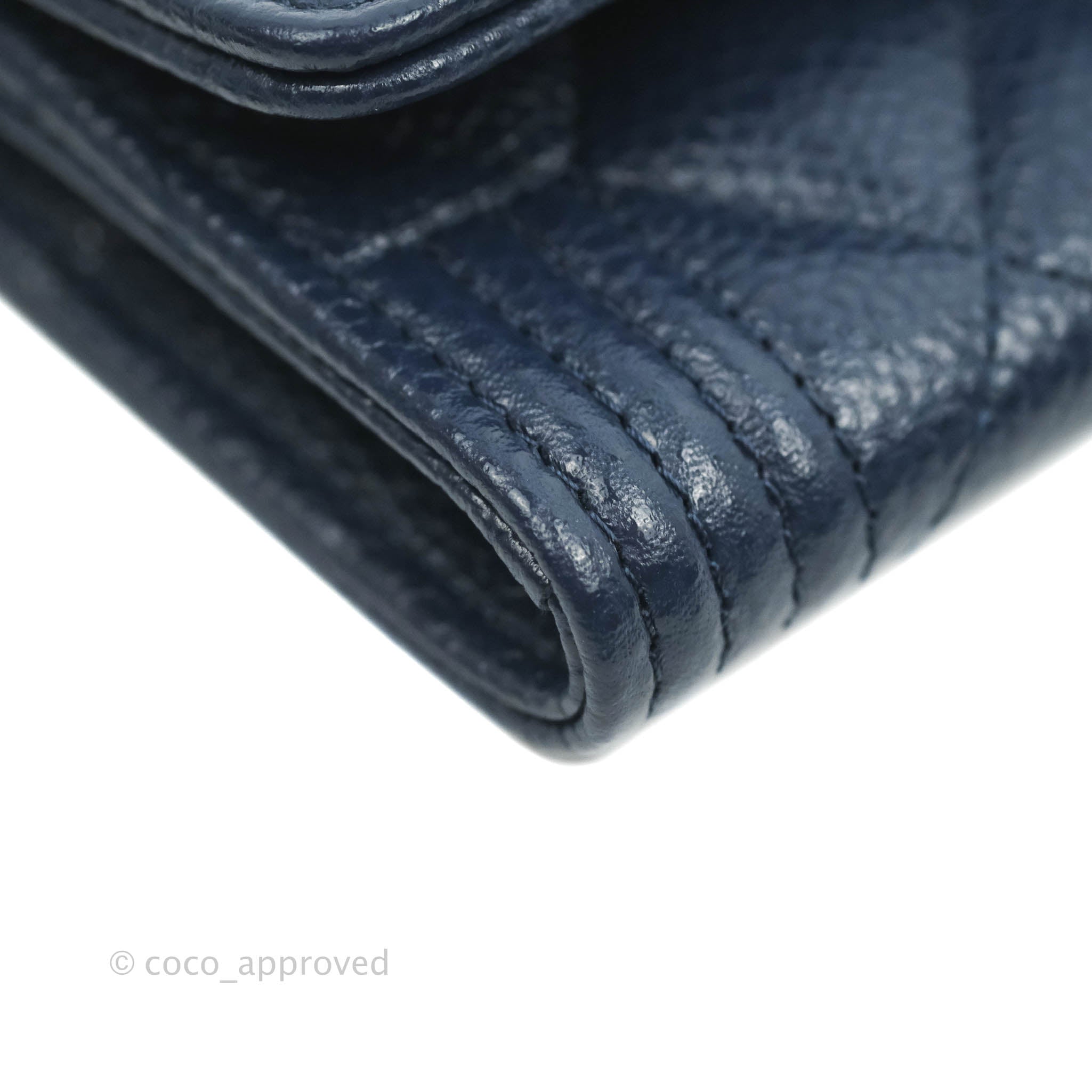 CHANEL Caviar Quilted Flap Card Holder Navy Blue | FASHIONPHILE