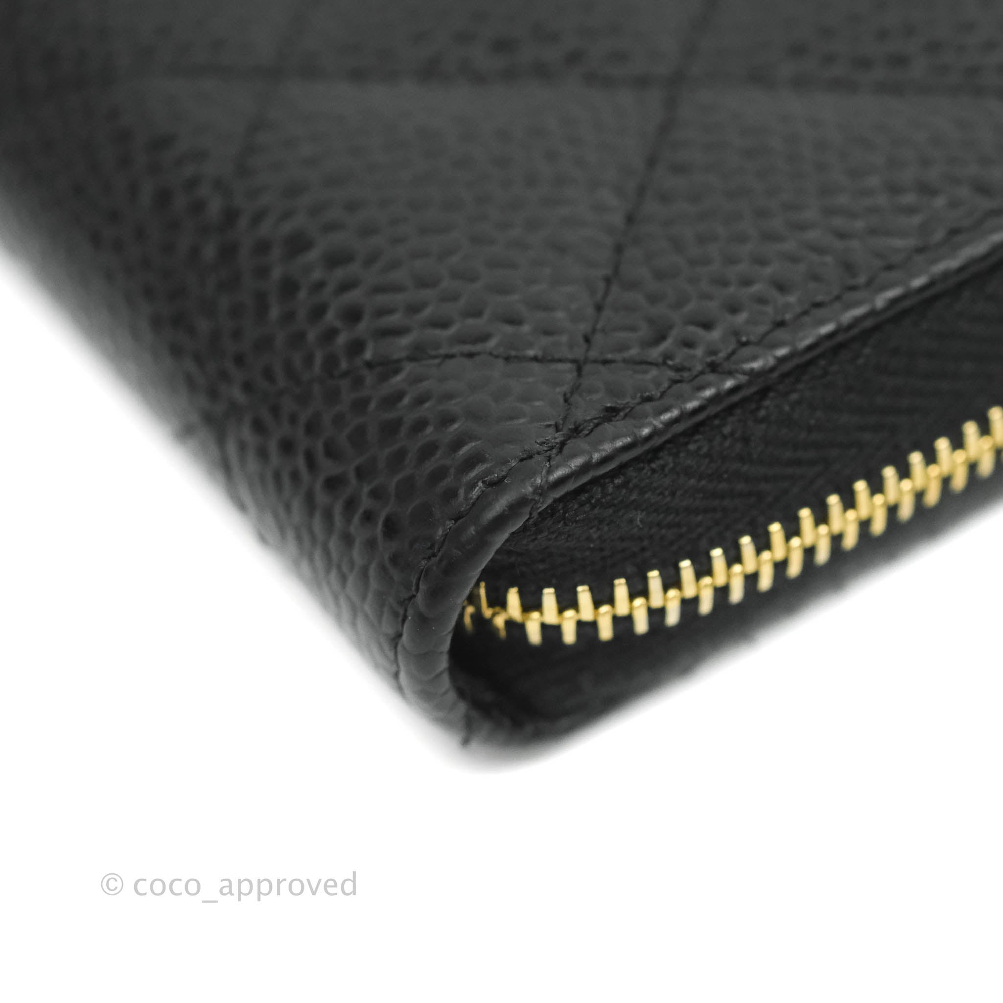 Chanel Classic Zipped Coin Purse Black Caviar Gold Hardware – Coco