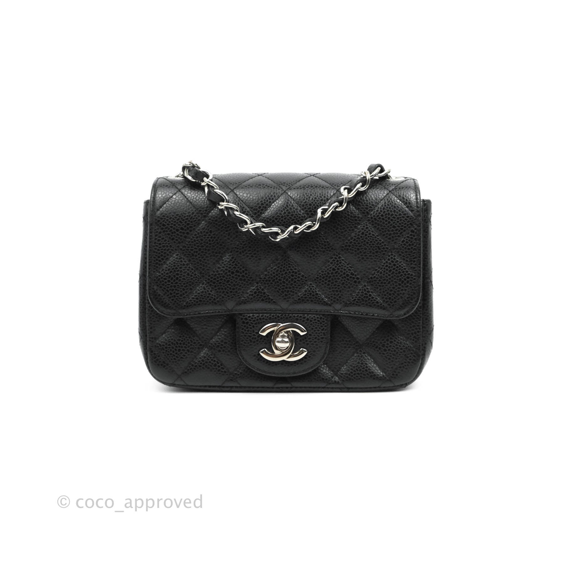 Chanel - Black Patent Leather Coco Hearts Square Flap Mini