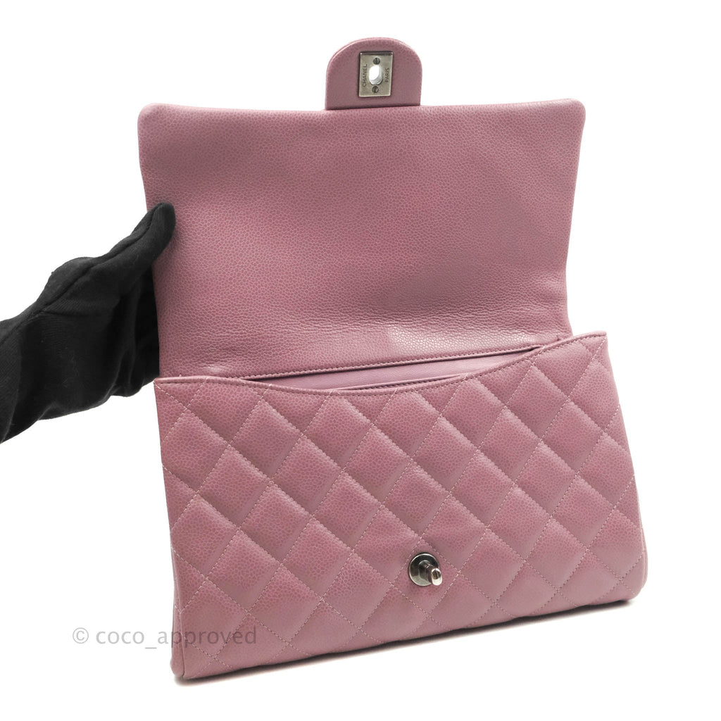 Chanel Quilted Clutch with Chain Pink Mauve Caviar Ruthenium Hardware