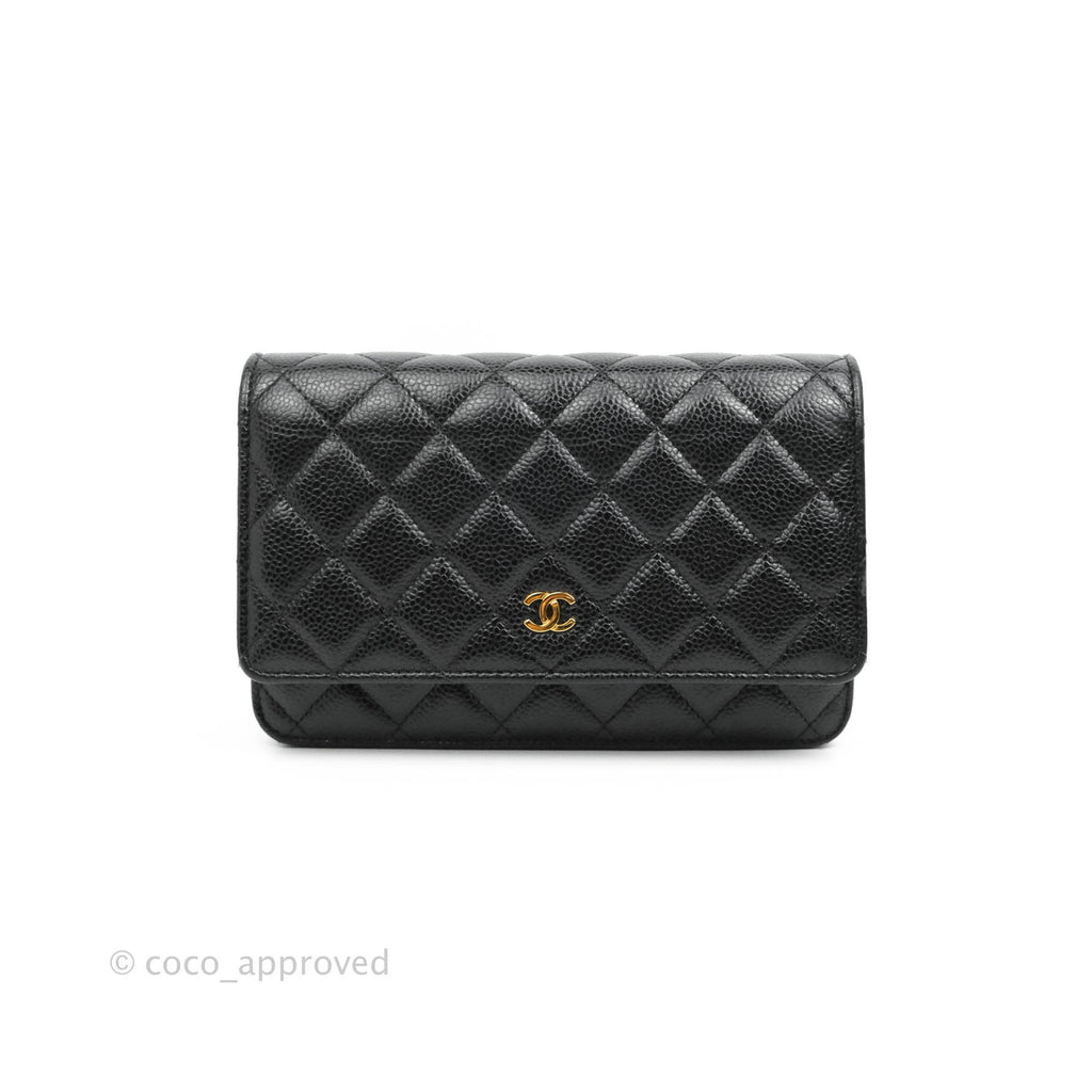 Chanel Quilted Wallet on Chain WOC Black Caviar Gold Hardware