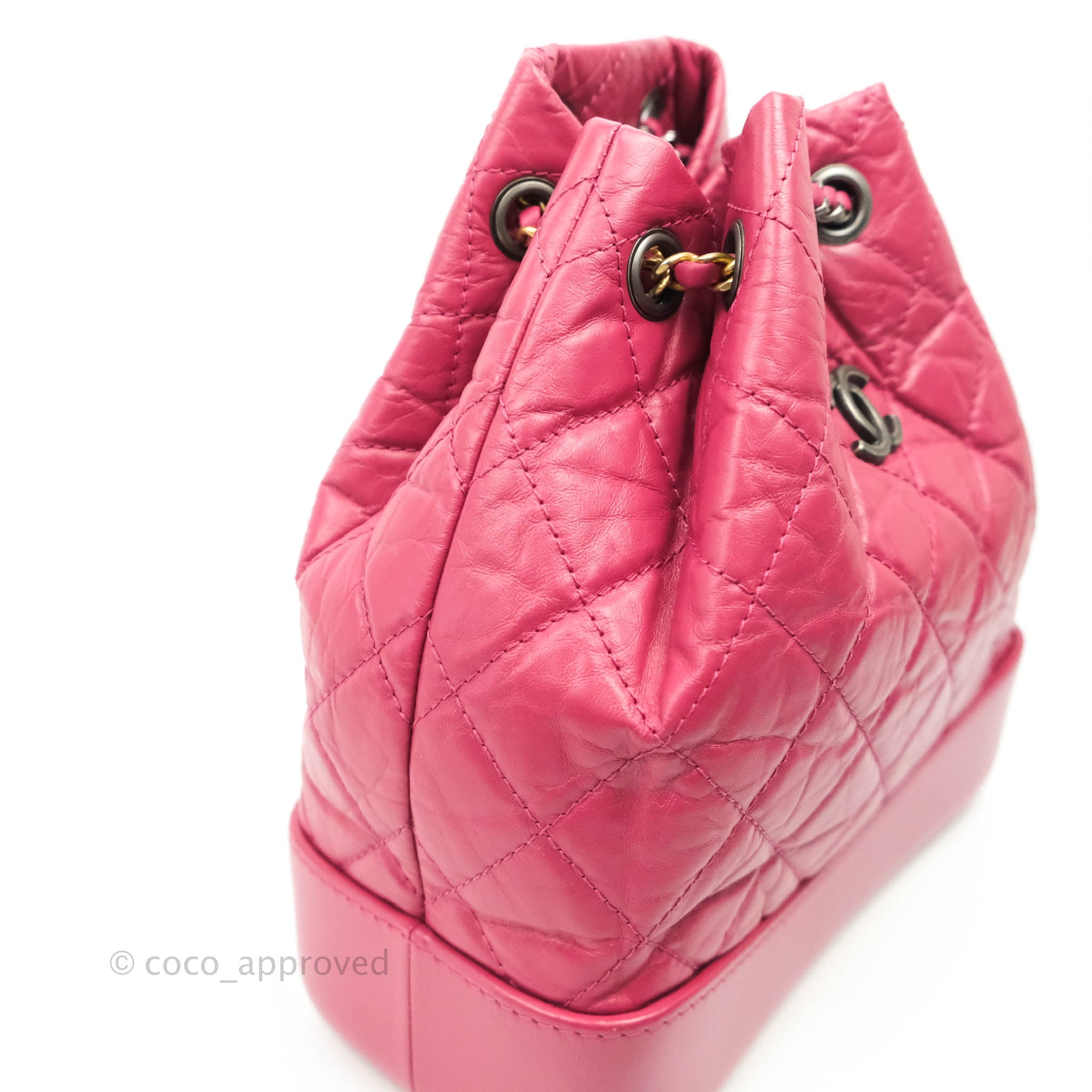 Chanel Gabrielle Backpack Pink Aged Calfskin Small Black – Coco Approved  Studio