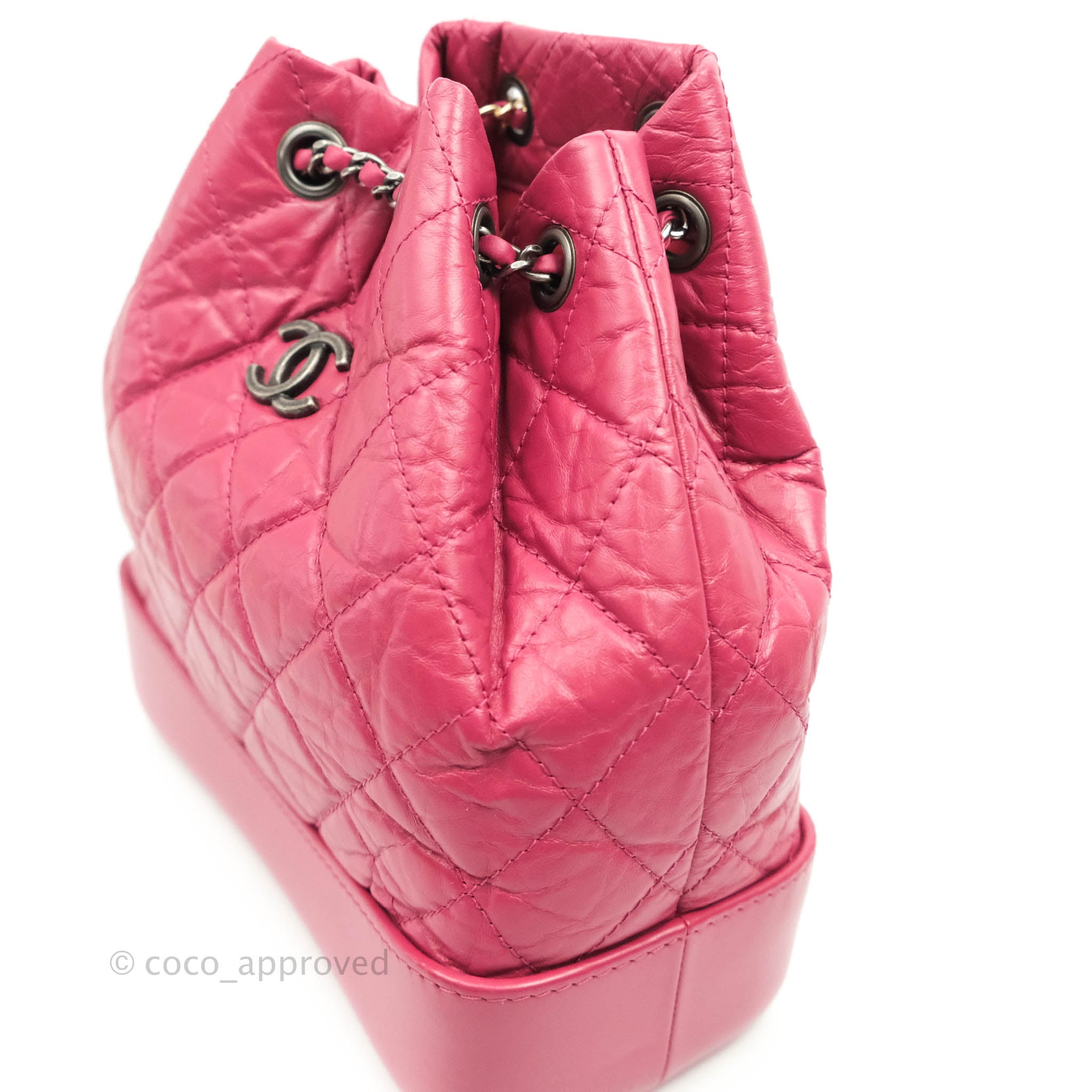 Chanel Gabrielle Backpack Pink Aged Calfskin Small Black – Coco Approved  Studio