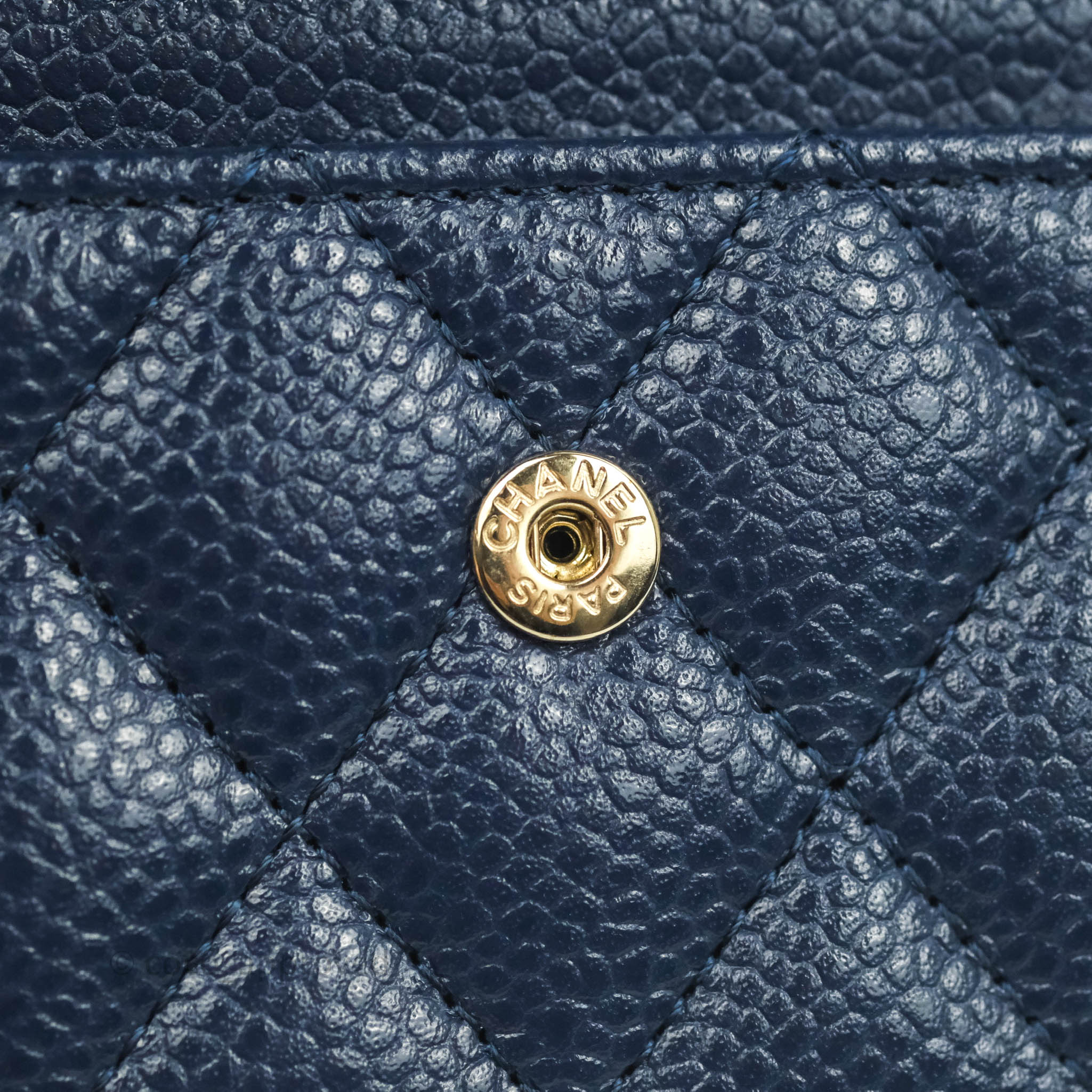 Chanel Quilted Boy Flap Card Holder Navy Caviar Gold Hardware