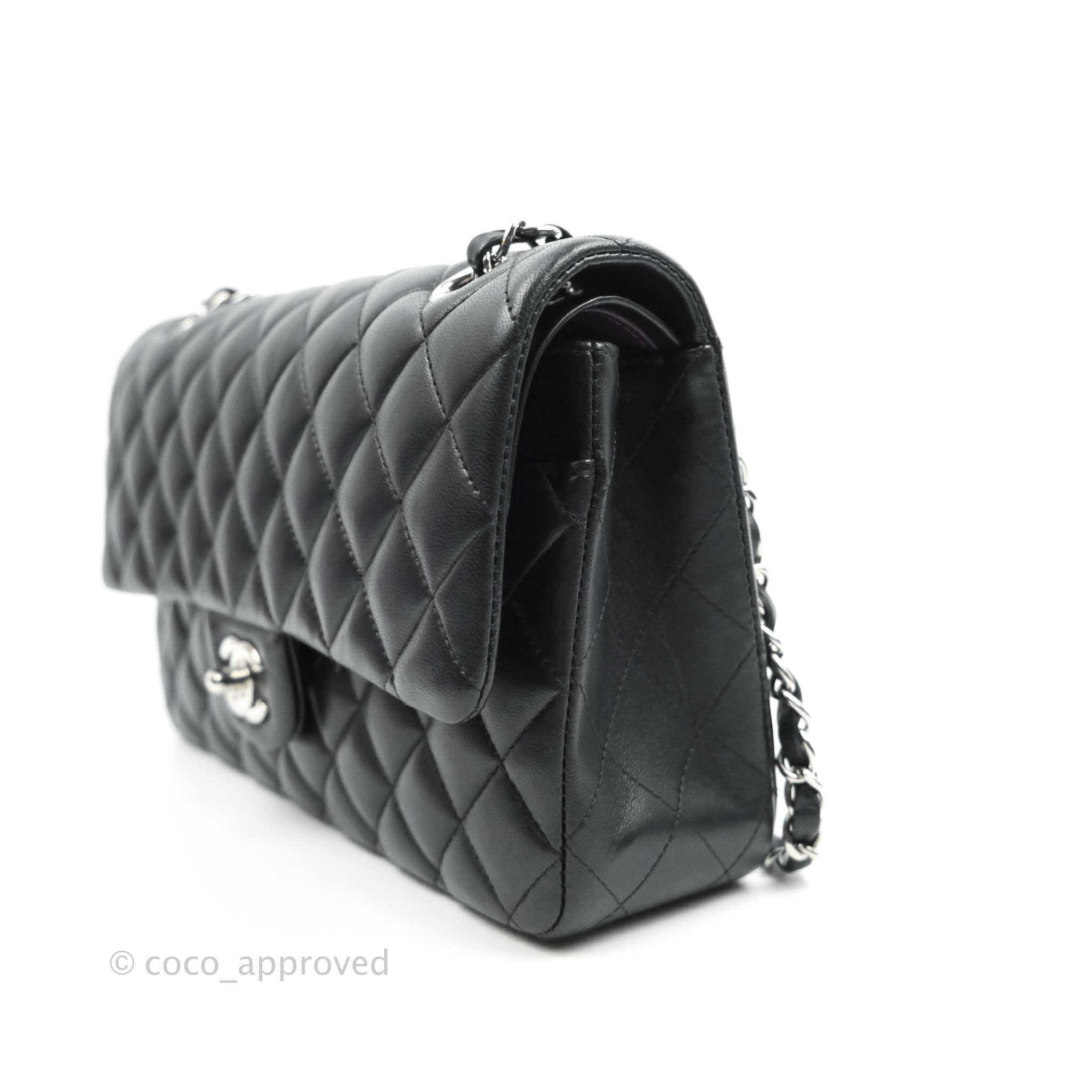Chanel Classic Double Flap Bag, Black Lambskin, Medium