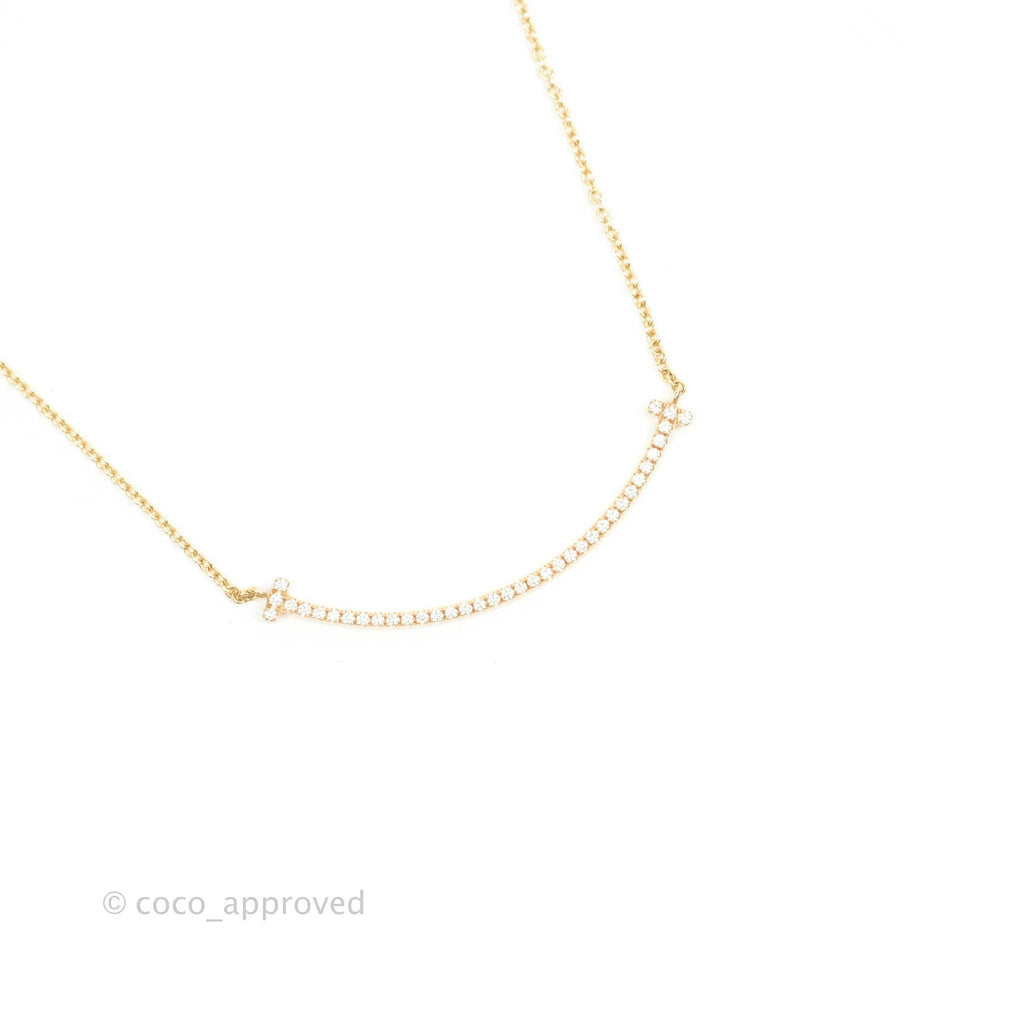 Tiffany & Co. 18K Rose Gold Diamond T Smile Small Pendant