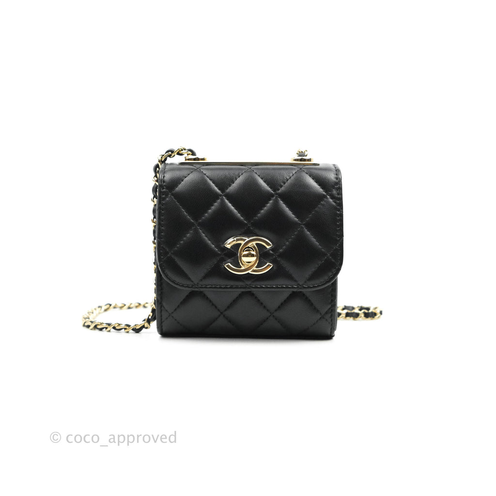 Chanel Small Quilted Trendy CC Clutch With Chain Black Lambskin Gold Hardware