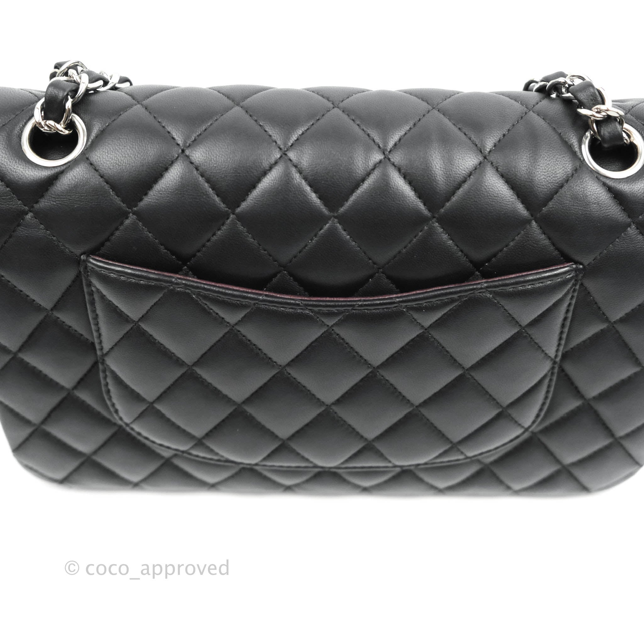 Chanel Timeless Classic Dbl Flap Bag Silver HW 23 cm Black Leather Lambskin  ref.343306 - Joli Closet