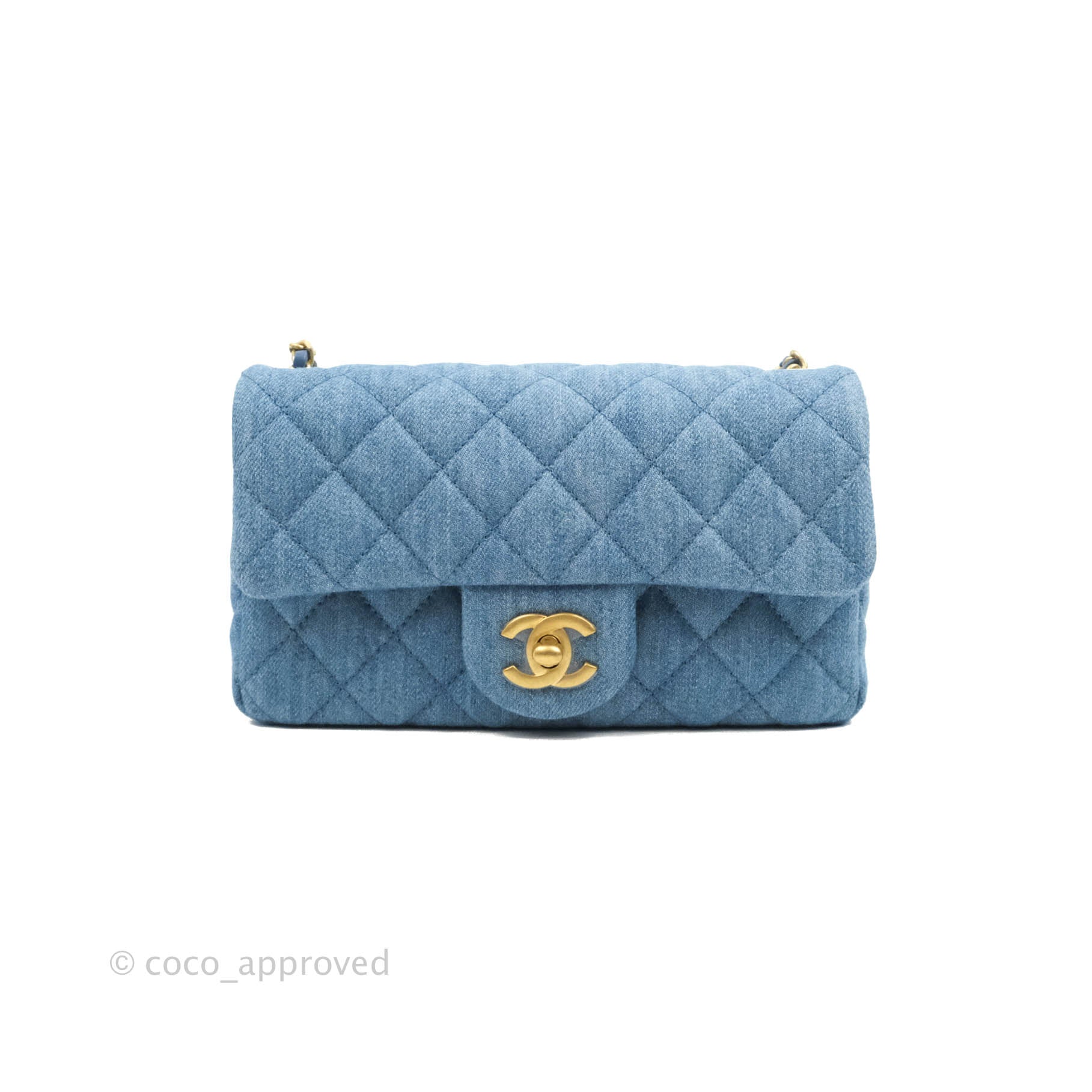 22C Chanel Denim Pearl Crush Mini Square Flap Bag