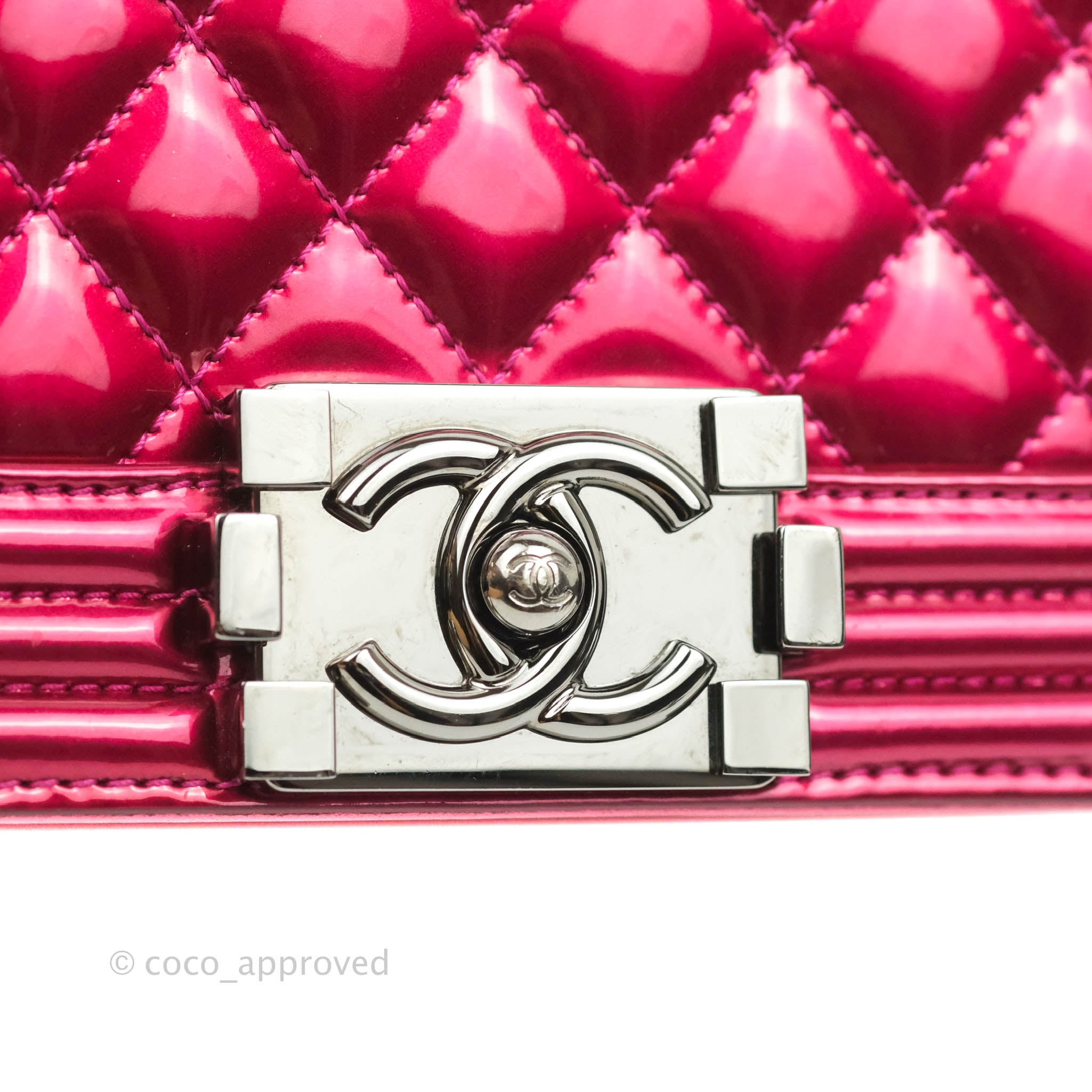 Chanel Boy Quilted Flap Bag in Metallic Patent