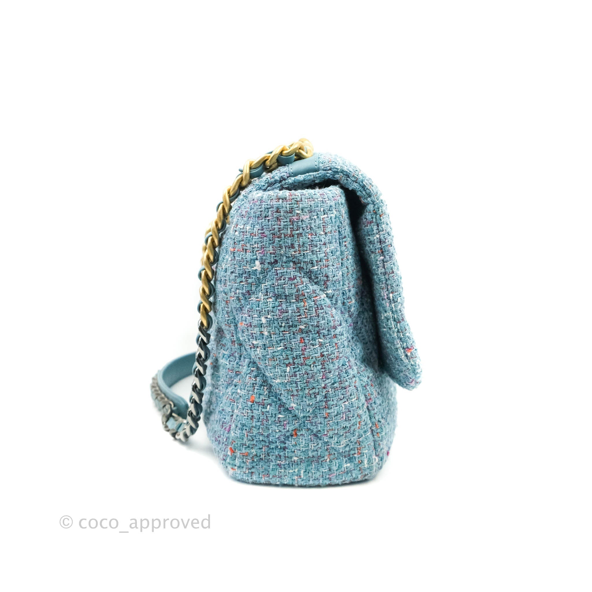 Chanel 19 Maxi Flap Bag Blue Tweed Mixed Hardware – Coco Approved Studio