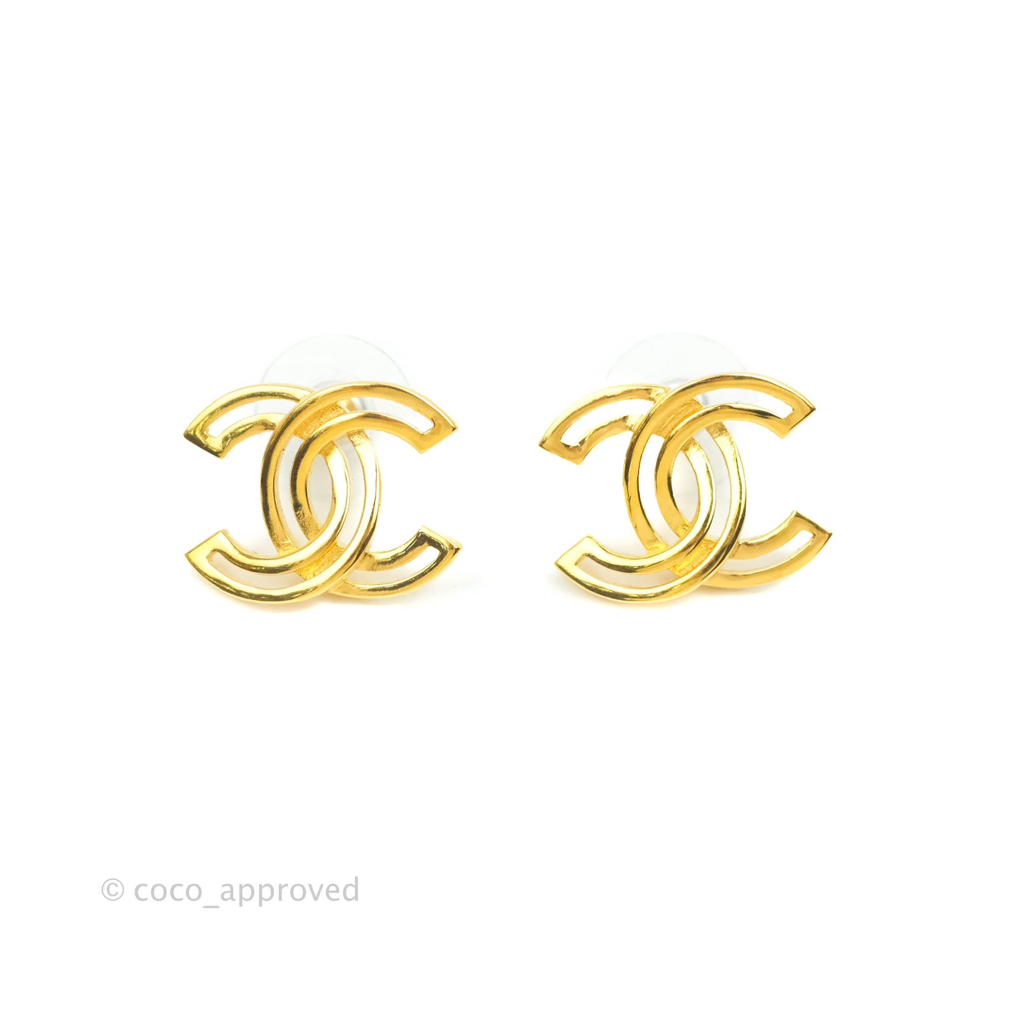 Chanel CC Earrings Gold Tone 20K