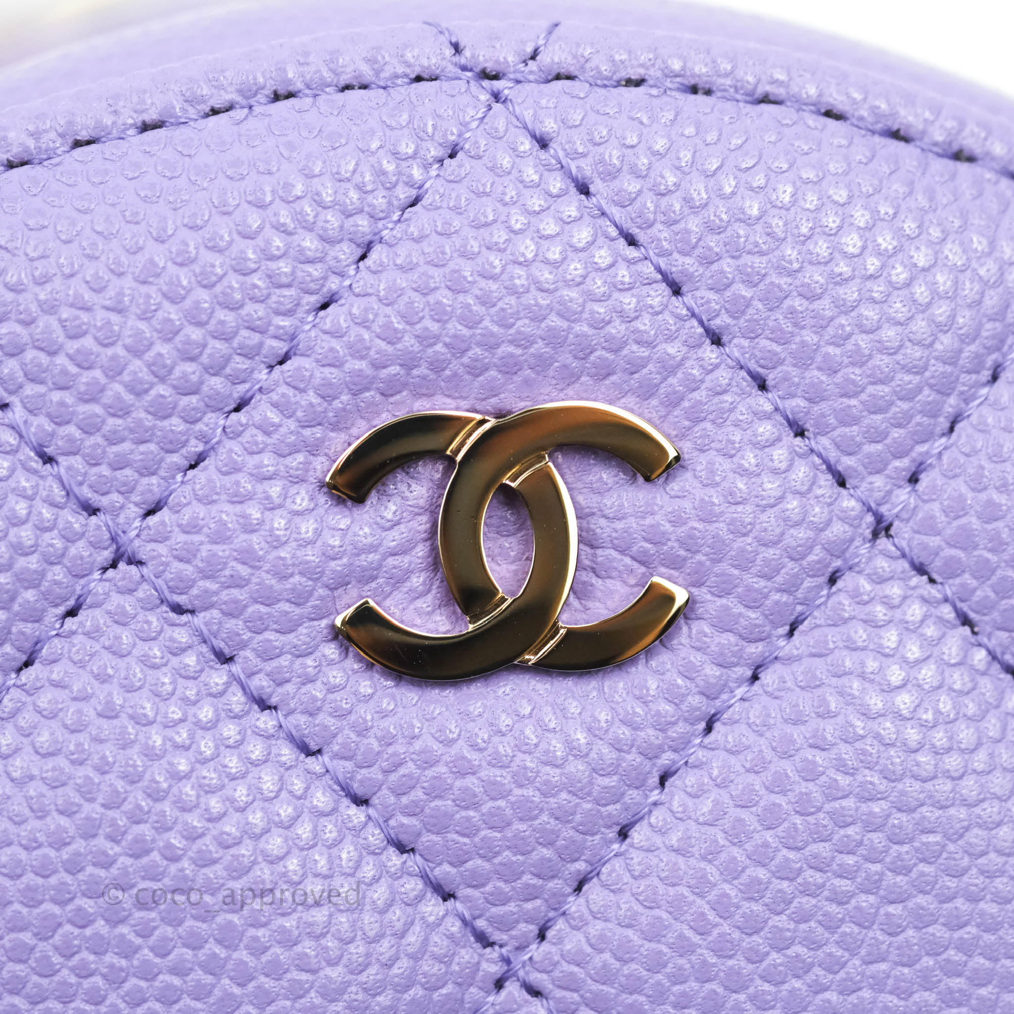 Chanel Round Circle Bag Purple Caviar Gold Hardware 20S – Coco