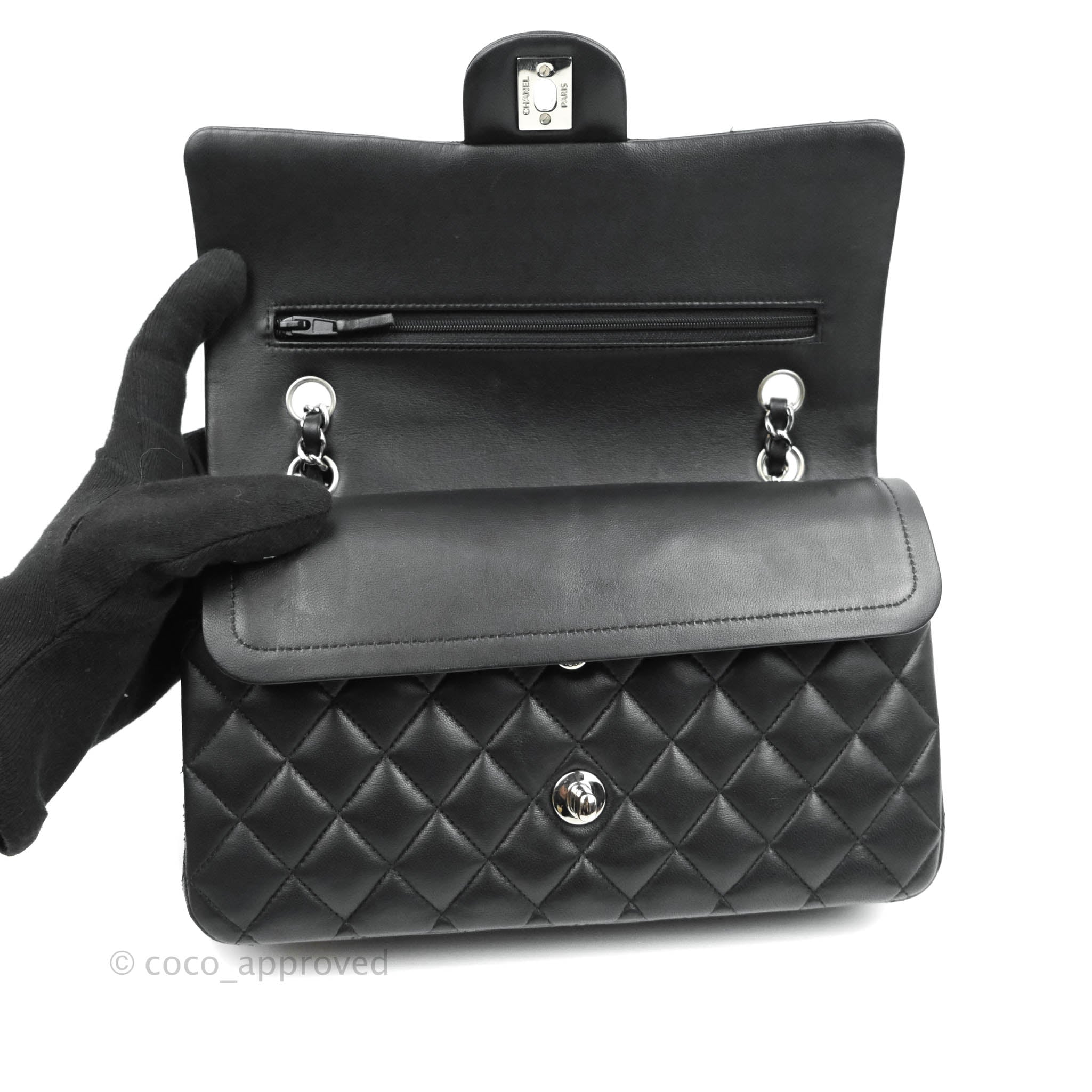 CHANEL Lambskin Stitched Coco Luxe Medium Flap Black 1221492