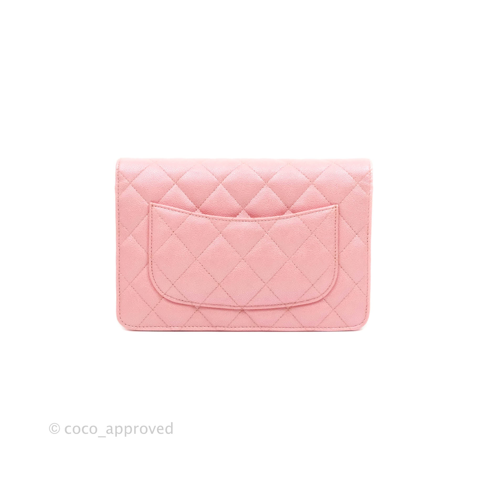 Chanel Quilted Wallet on Chain WOC Iridescent Pink Caviar Gold