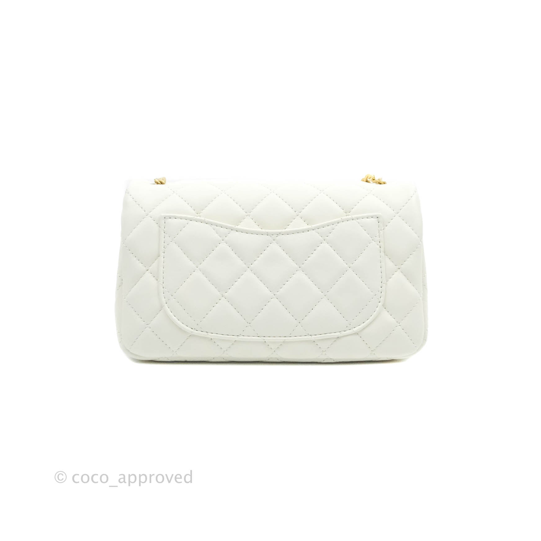 Chanel Pearl Crush 22c mini rectangular flap bag white lambskin with  gold-tone metal