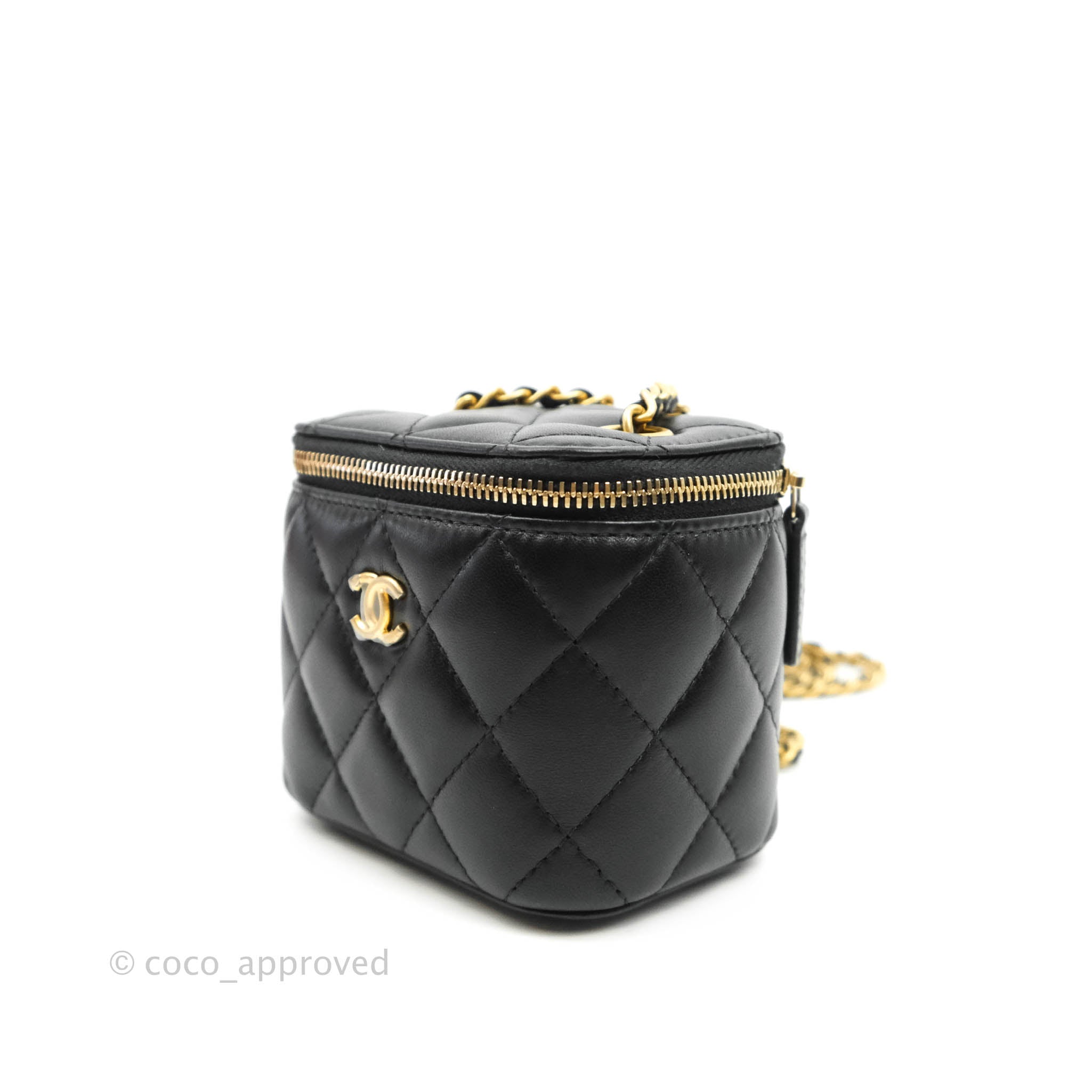 Chanel Pick Me Up Vanity Case Black Lambskin Aged Gold Hardware 22S – Coco  Approved Studio