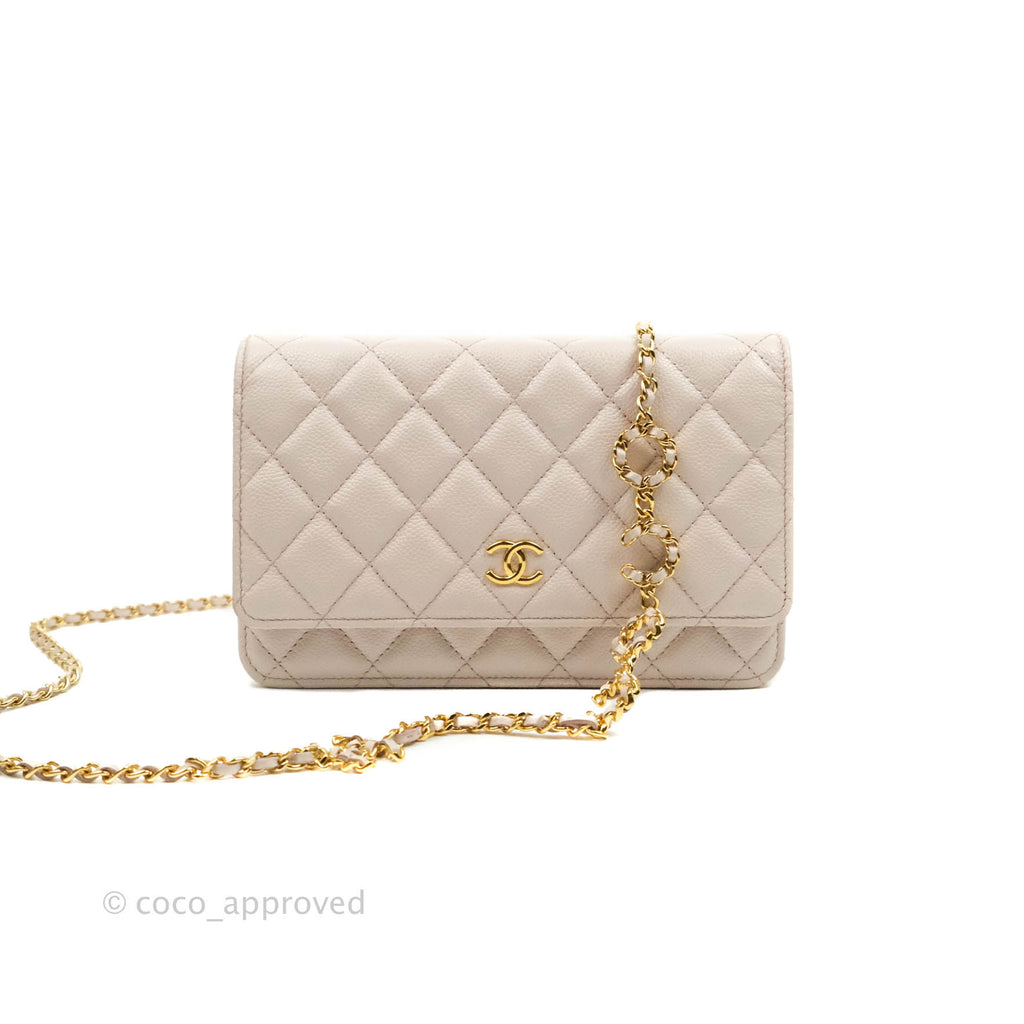 Chanel Quilted WOC Lilac Caviar CC Coco Chain Gold Hardware