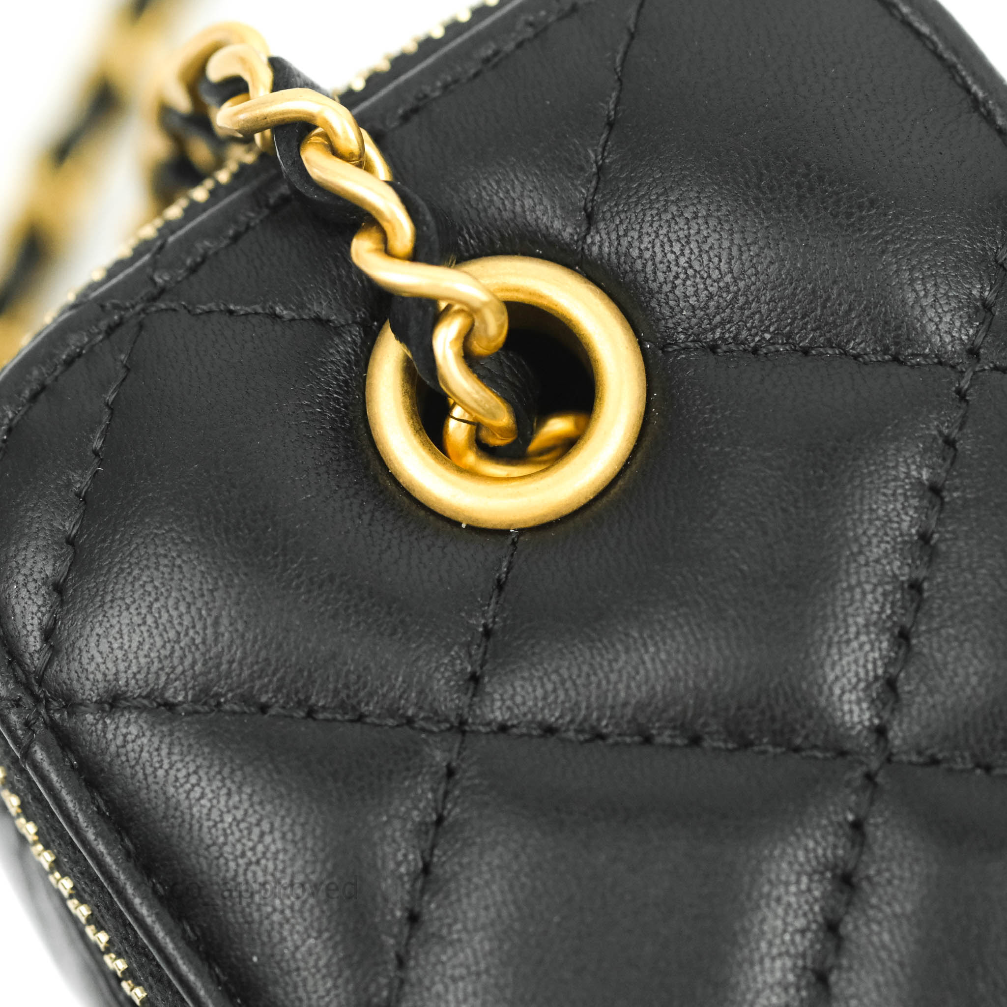 Chanel Classic Mini Pearl Crush Vanity With Chain Black Lambskin Aged Gold  Hardware