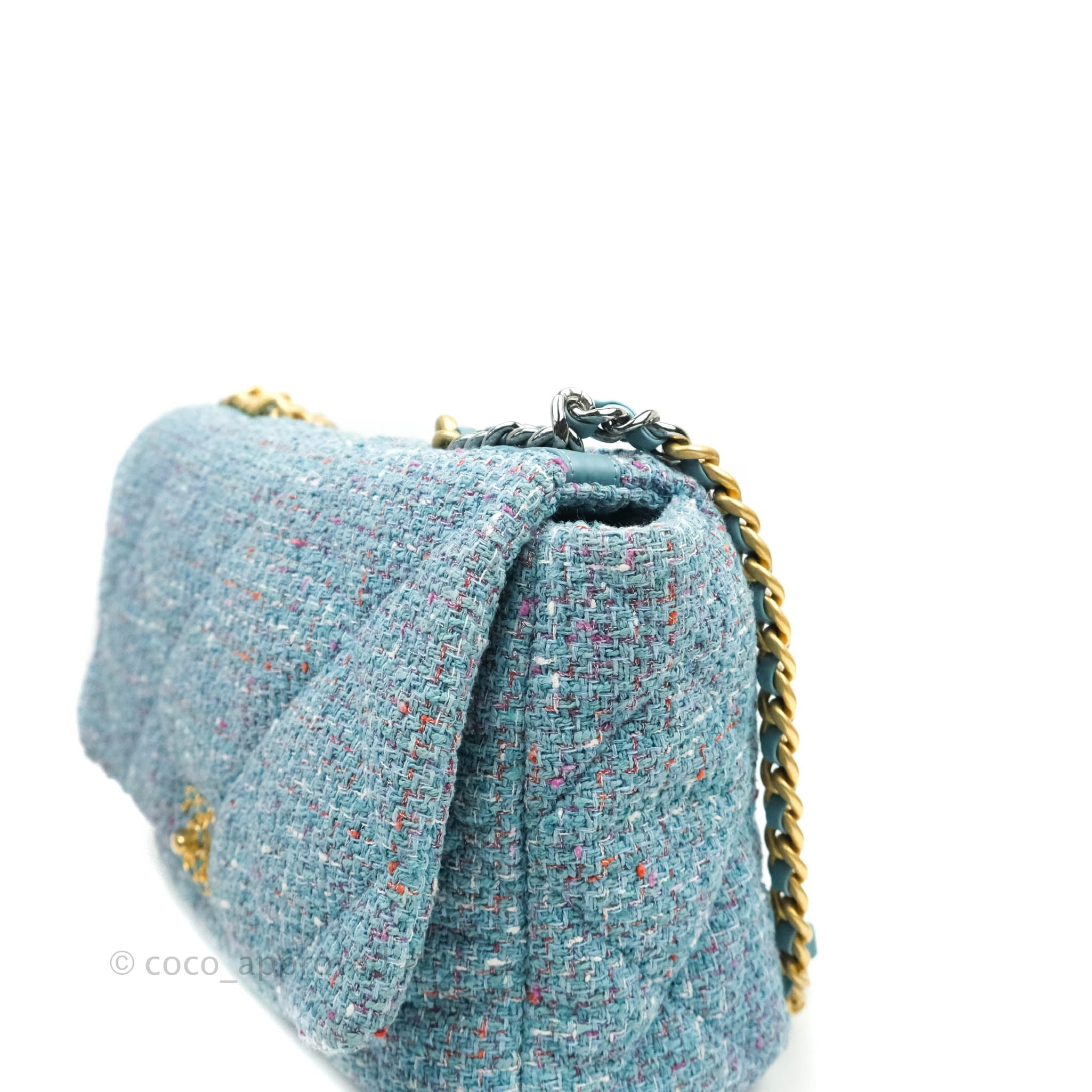 Chanel 19 Maxi Flap Bag Blue Tweed Mixed Hardware – Coco Approved Studio