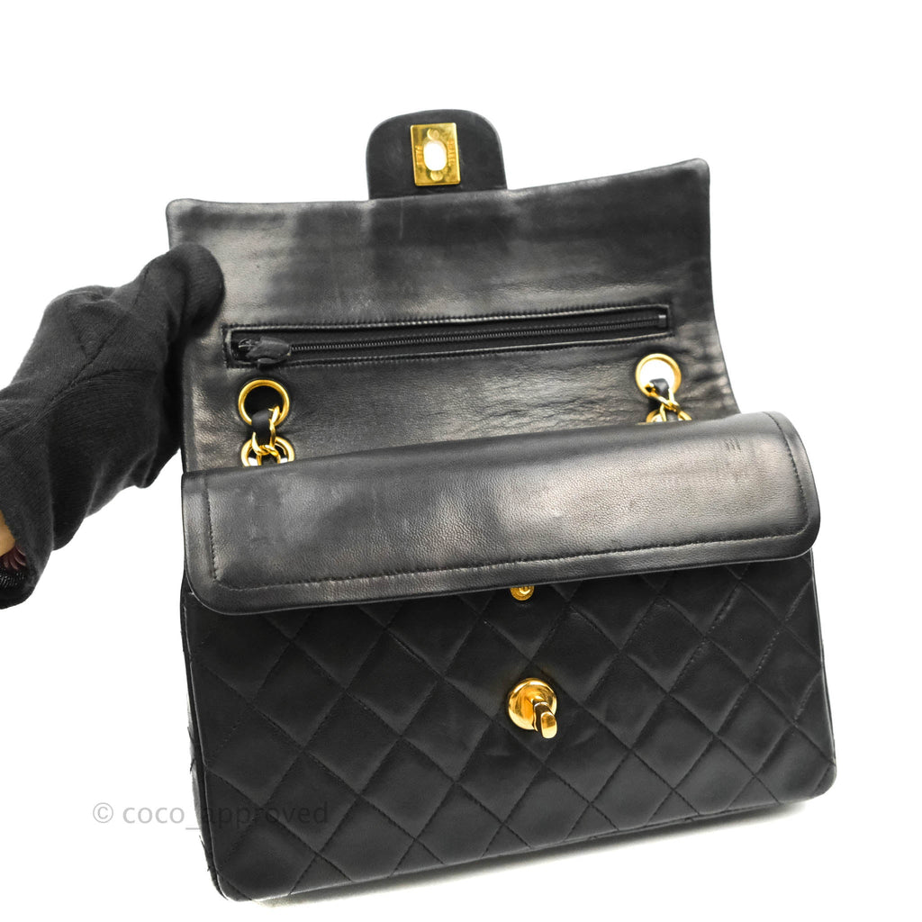 Chanel Classic Vintage Small S/M Flap Black Lambskin 24K Gold Hardware