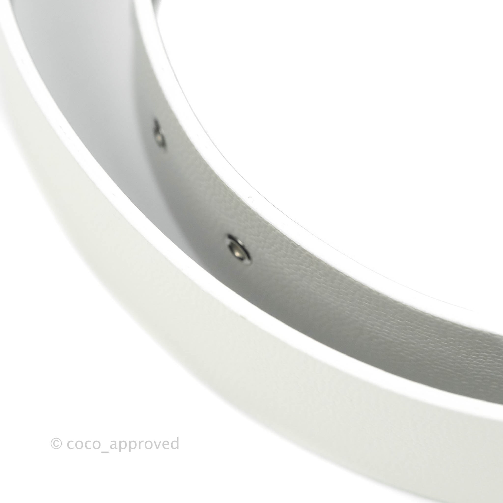 CHANEL ホワイト ラバーベルト Chanel CC Leather Belt White Caviar Silver Hardware 20P Size