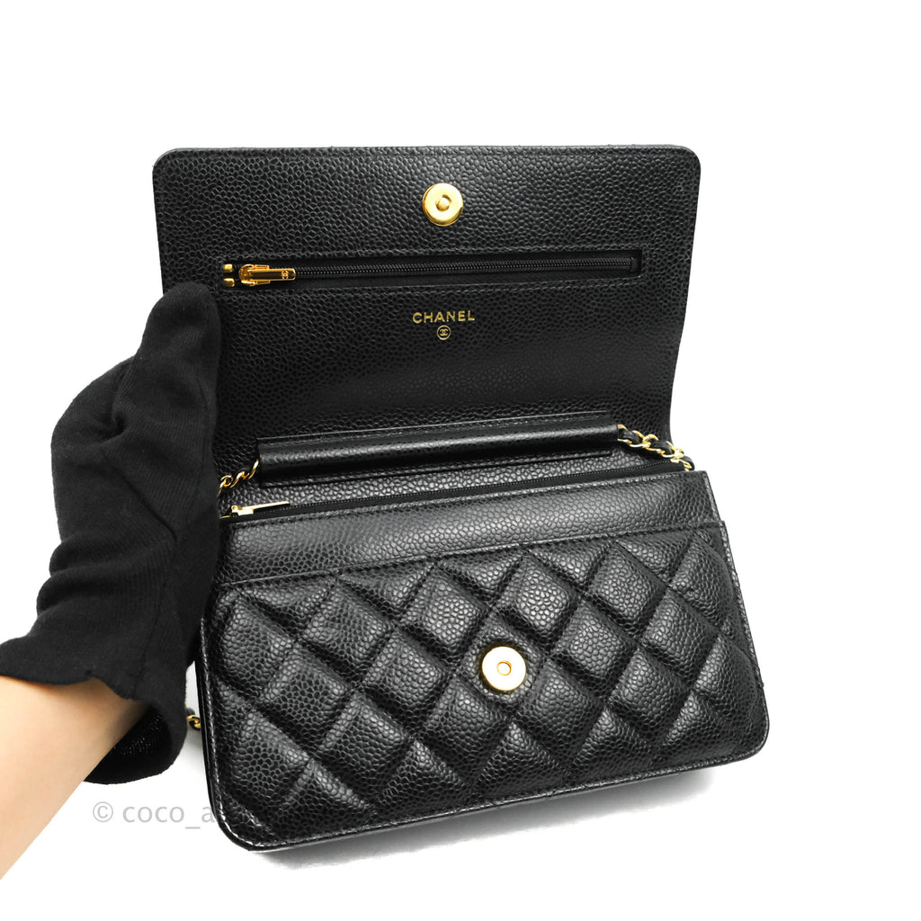 Chanel Quilted Wallet on Chain WOC Black Caviar Gold Hardware