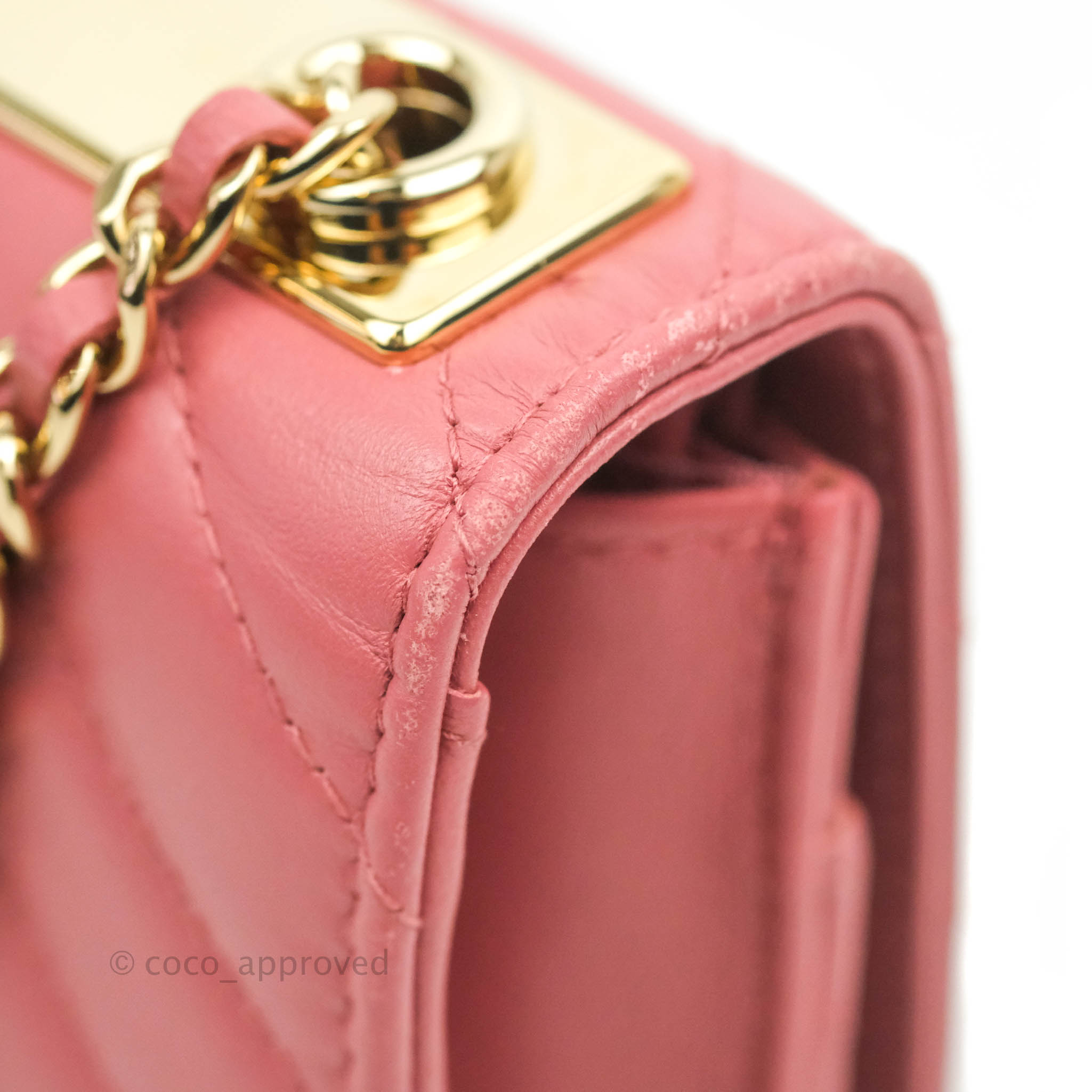 Chanel Pink WOC Chevron Wallet on Gold Chain – RELUXE1ST