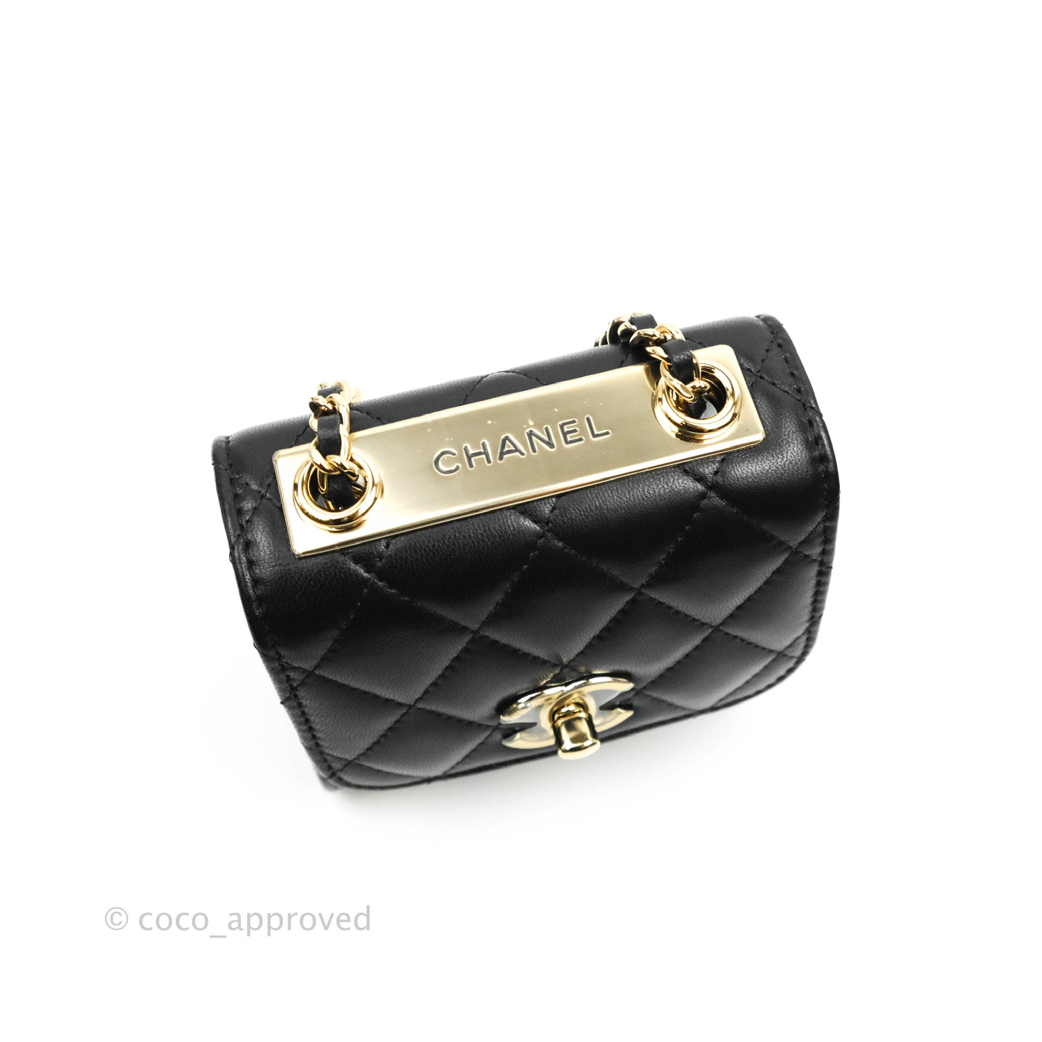 Lambskin quilted mini trendy cc chain wallet black Clearance