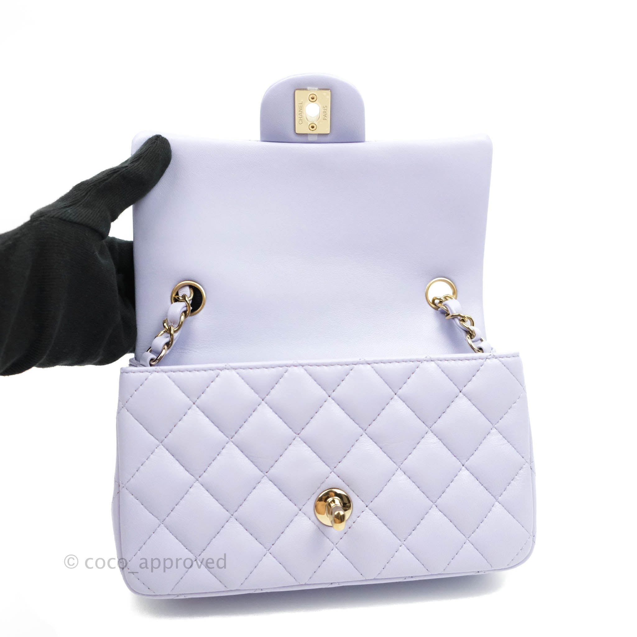 Chanel Quilted Mini Rectangular Lilac Lambskin Gold Hardware 21K – Coco  Approved Studio