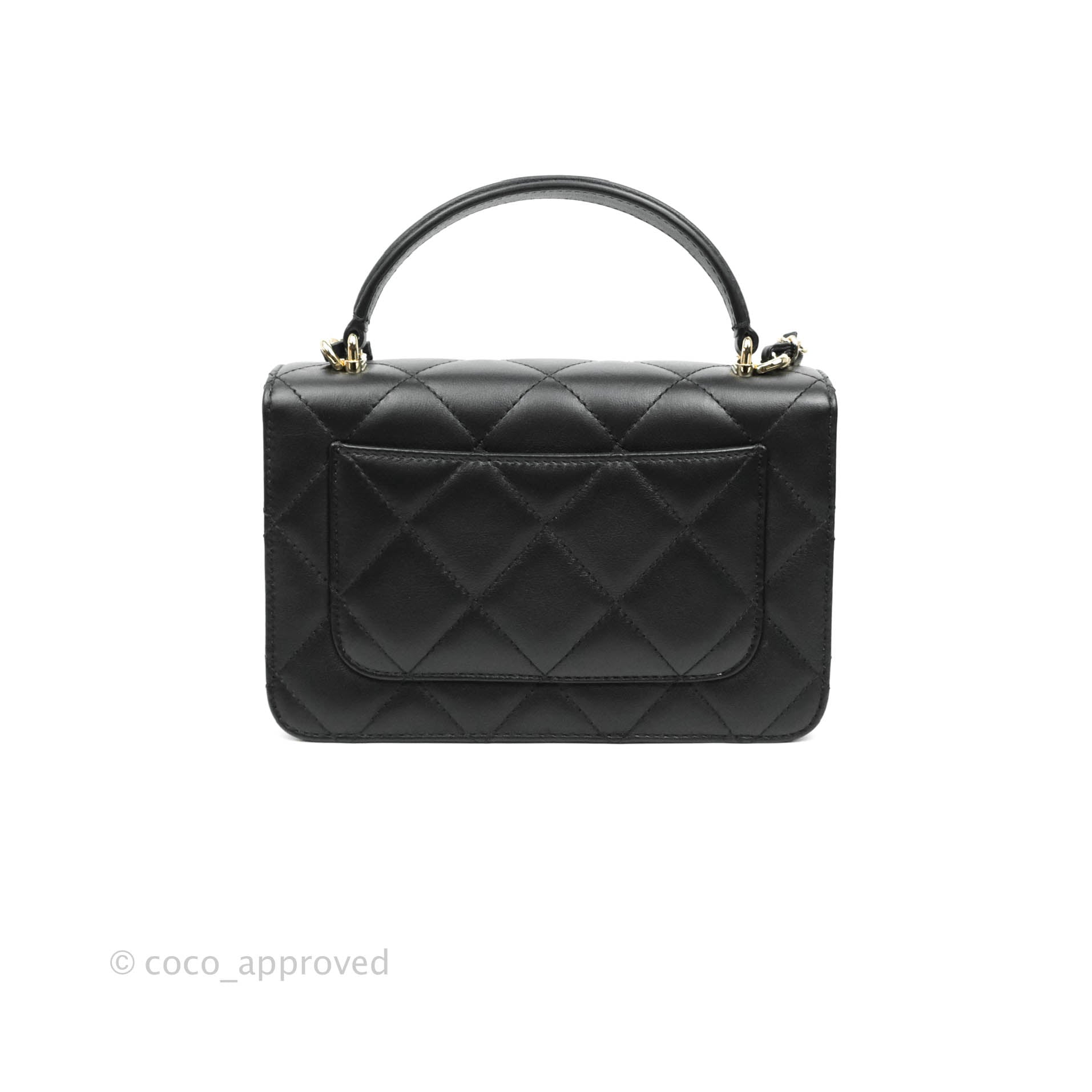 CHANEL Aged Calfskin Quilted Mini Coco Handle Flap So Black 636508