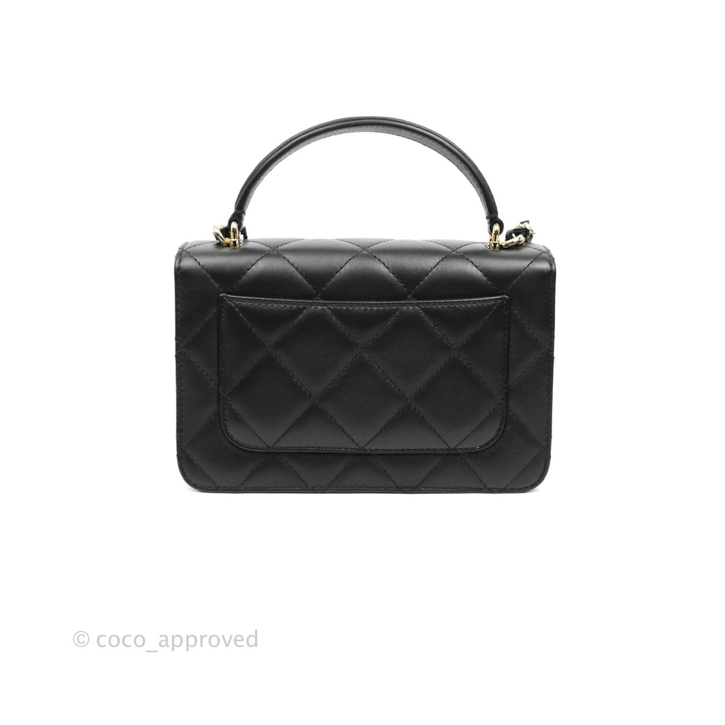 Chanel Small Coco Lady Quilted Flap Bag With Top Handle Black Calfskin Gold Hardware