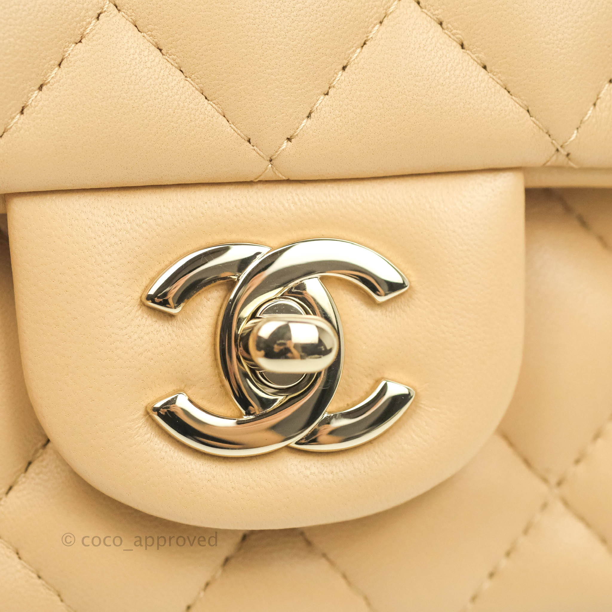 Chanel Classic Mini Rectangular Flap Beige Lambskin Gold Hardware 22C –  Coco Approved Studio