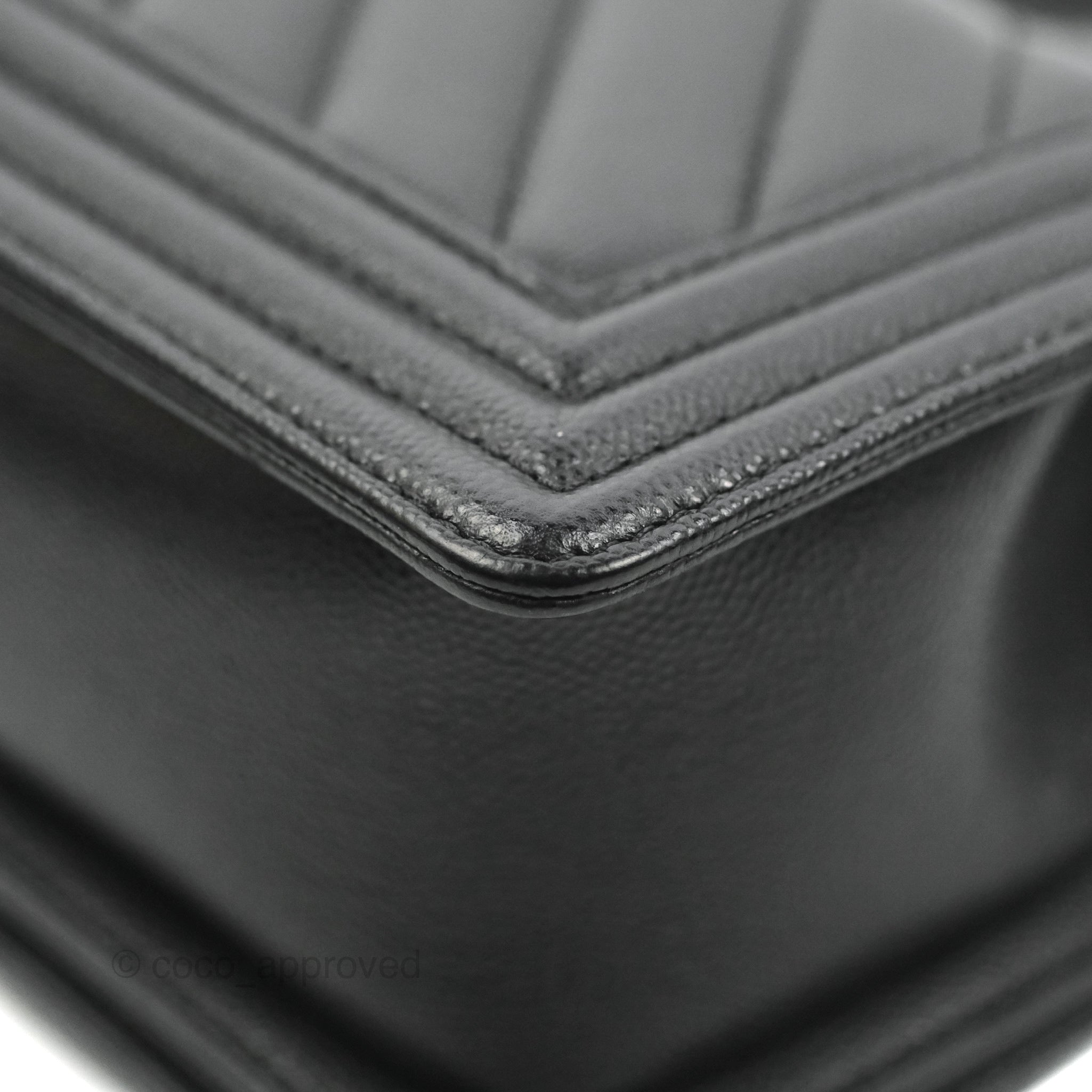 Chanel Boy Bag Black Silver Ruthenium Hardware Shoulder Bag Tote With Dust  bag