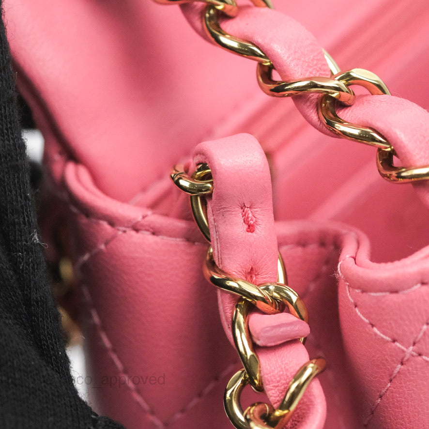 Chanel Mini Square Flap Pink Lambskin Gold Hardware – Coco