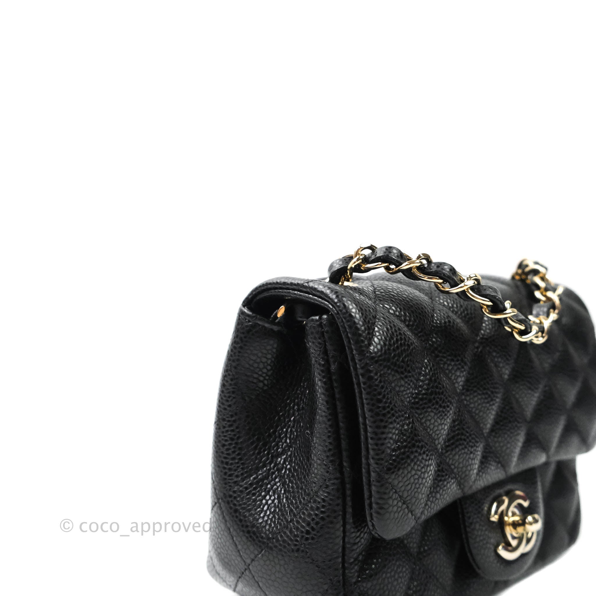 Chanel Mini Square Black Caviar Gold Hdw